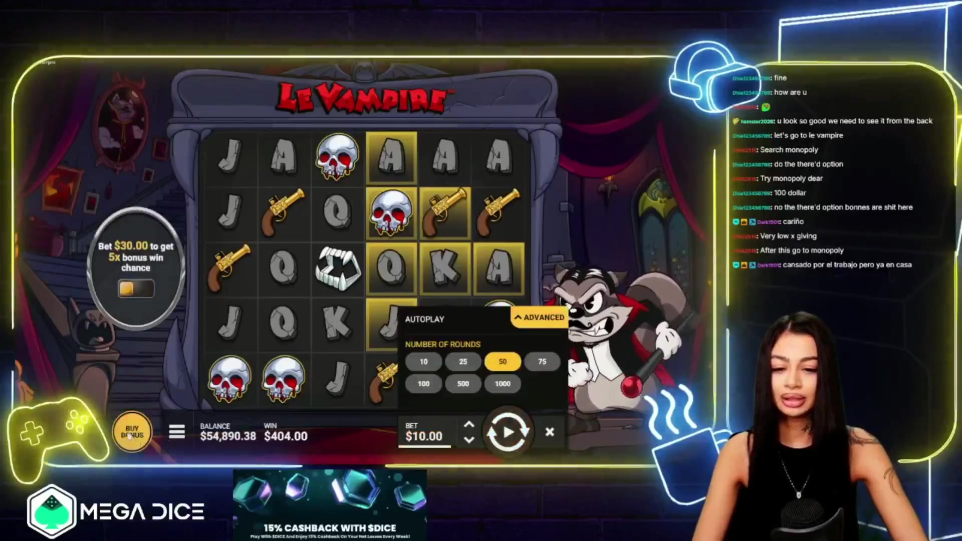 Le Vampire: $3,376.80 win (5.63x)
