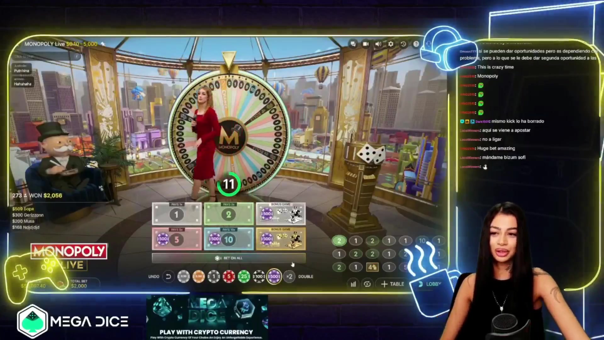 MONOPOLY Live: $10,500.00 win (5.25x)