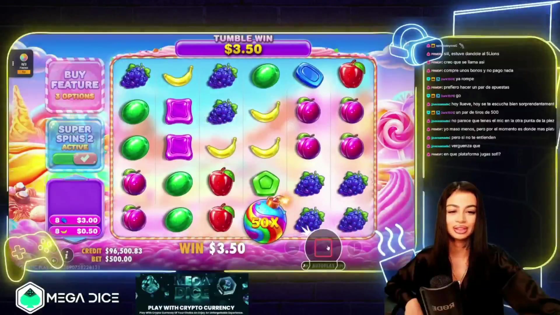 Sweet Bonanza 2500: $3,465.00 win (6.93x)