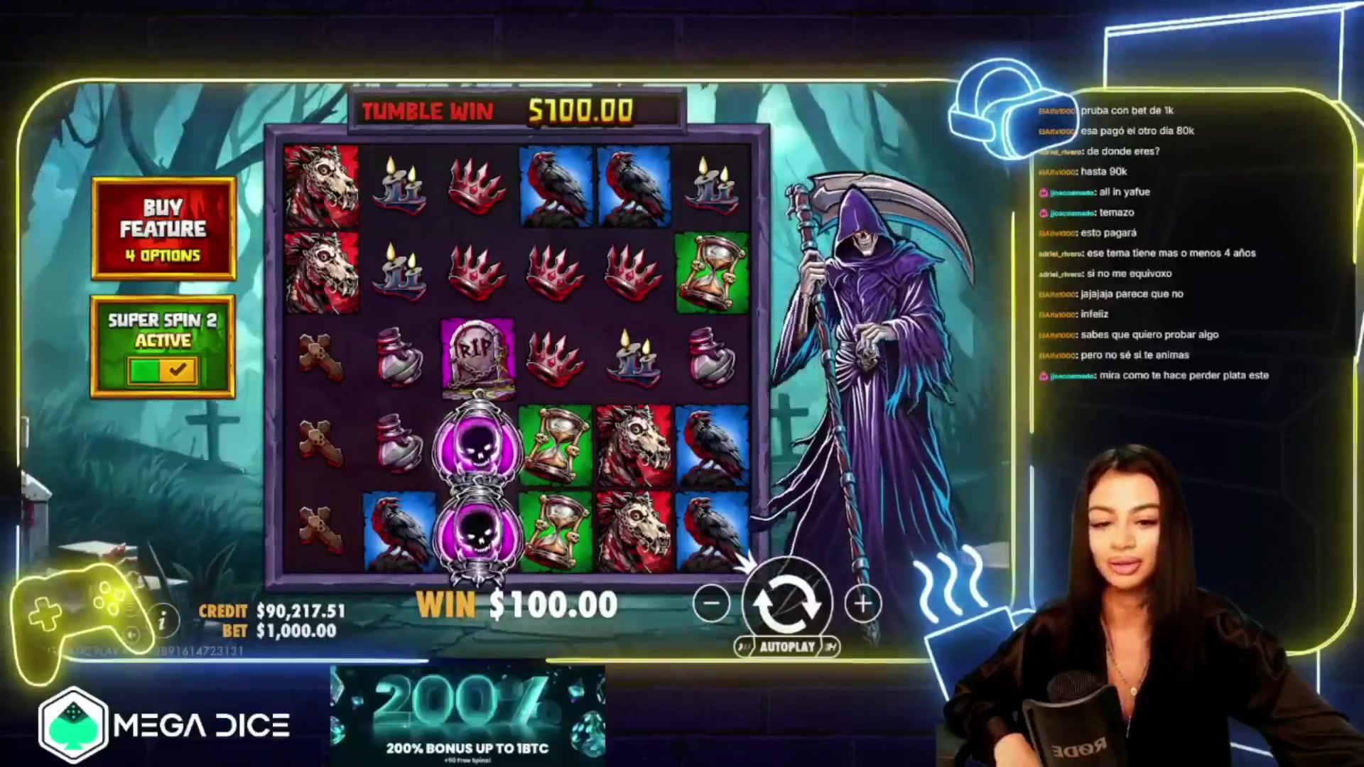 Death Dominion: $14,364.00 win (14.37x)