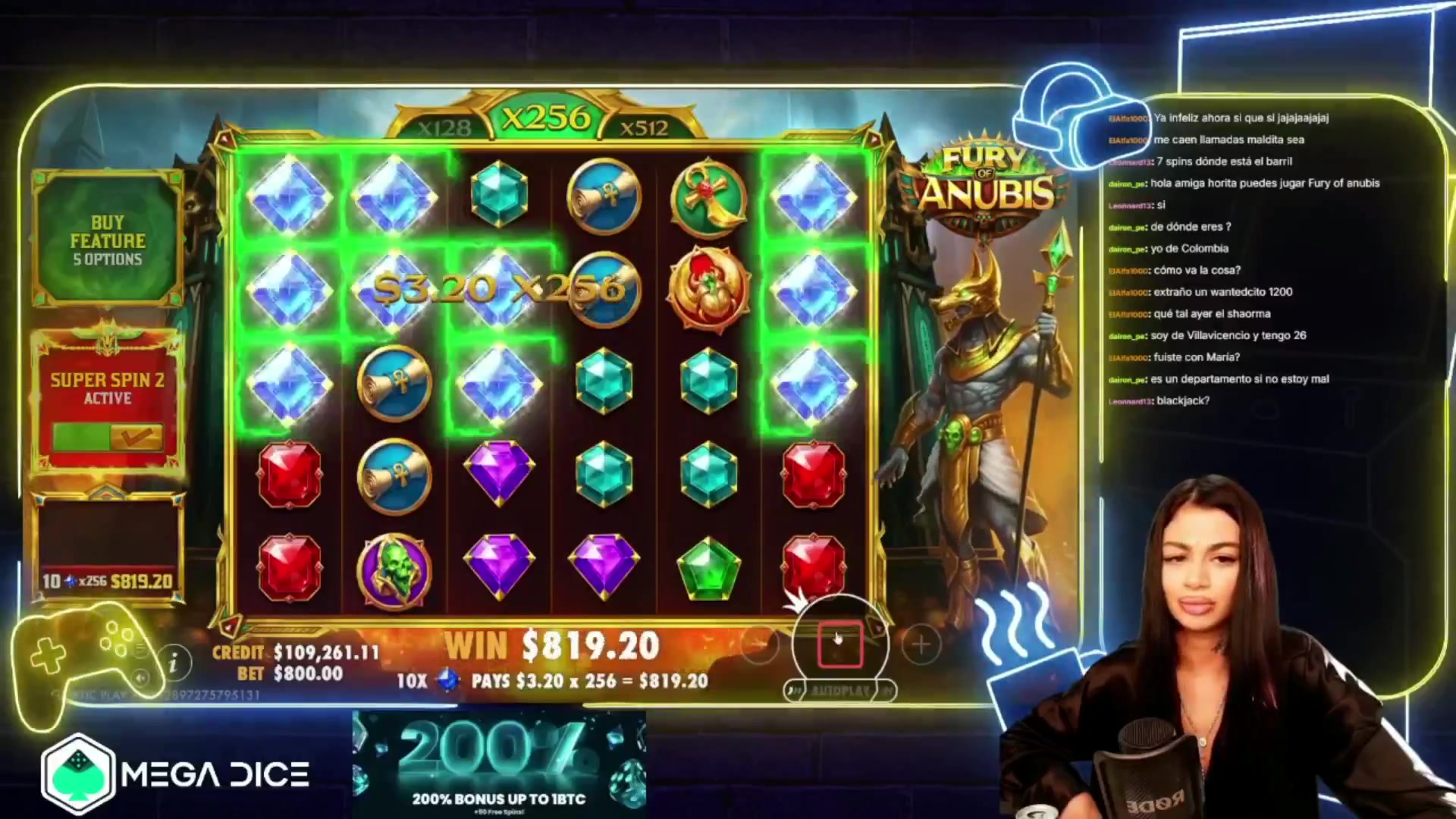 Fury of Anubis: $4,177.92 win (5.22x)