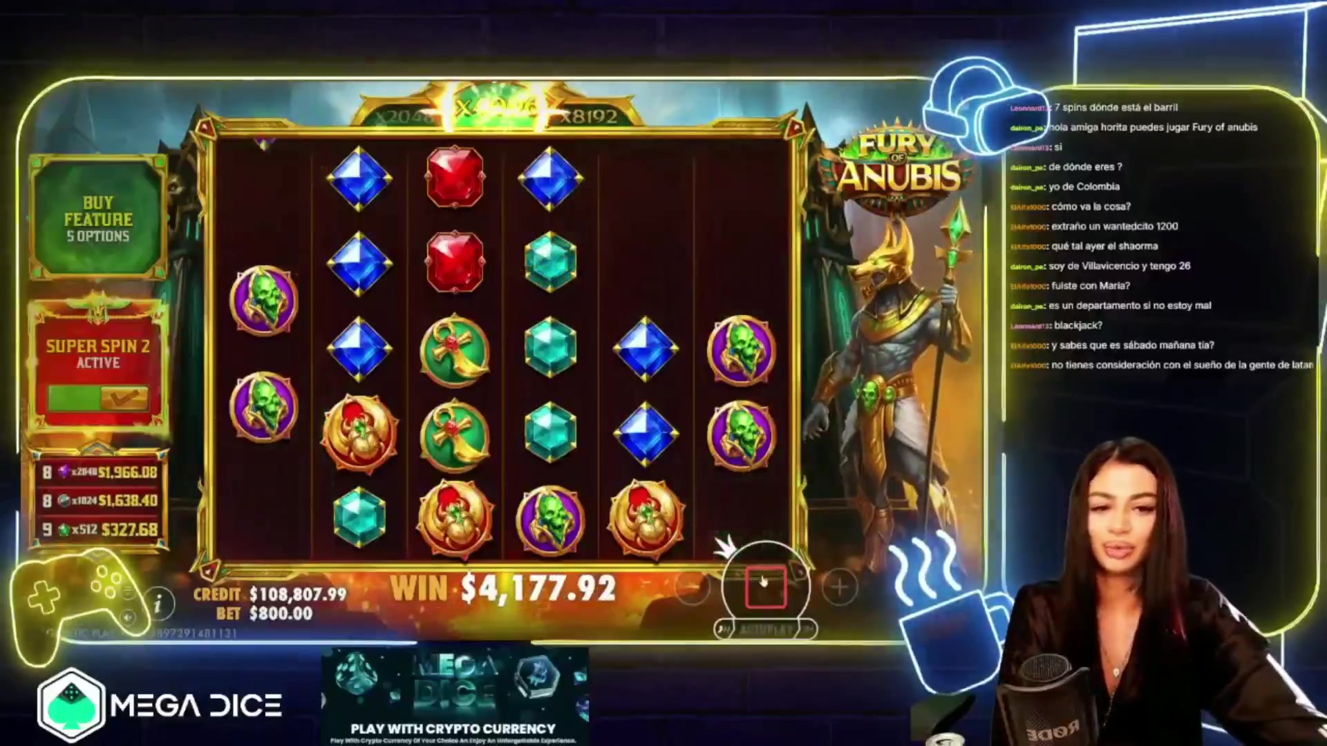 Fury of Anubis: $4,341.76 win (5.43x)