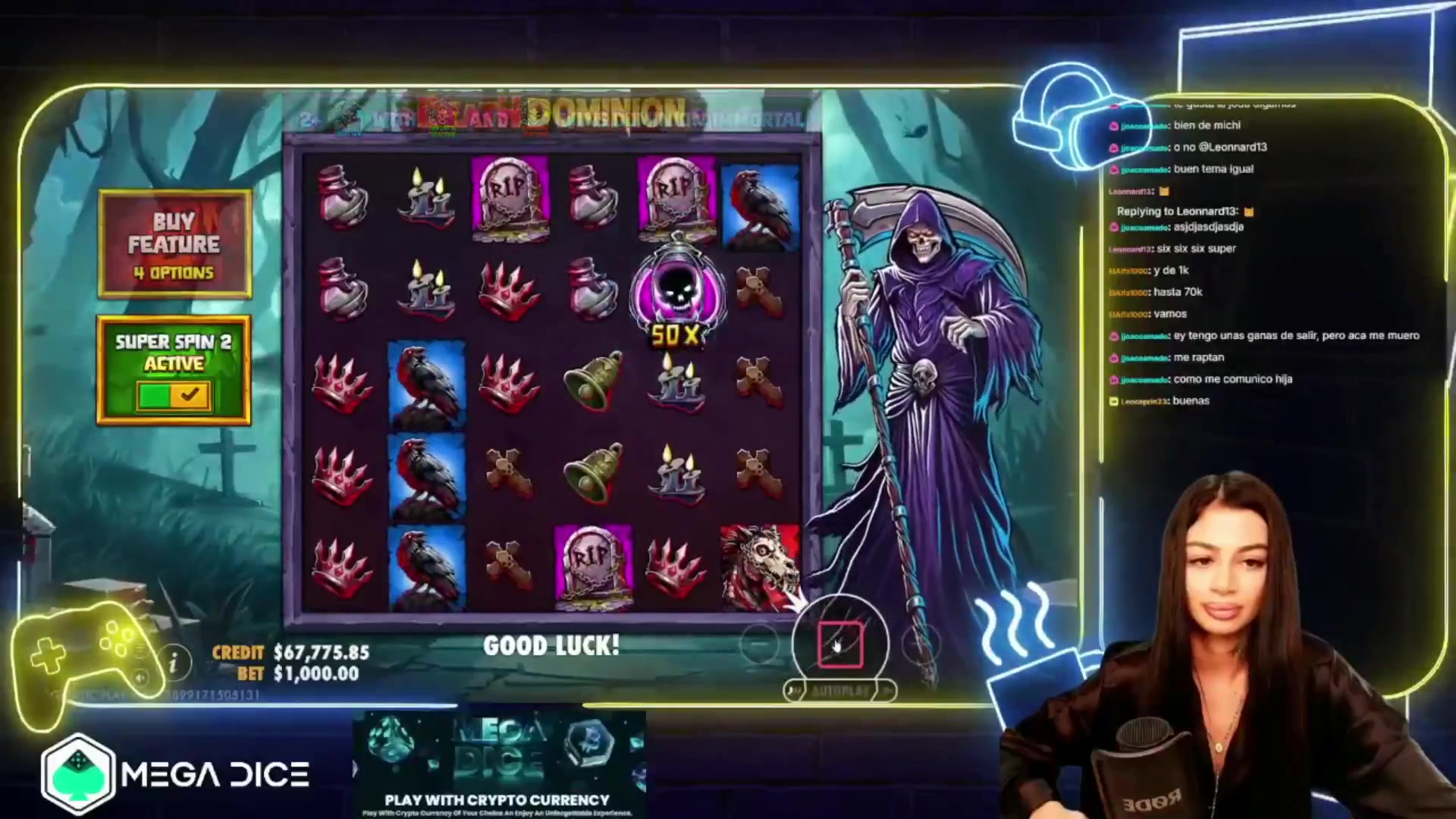 Death Dominion: $13,468.00 win (13.47x)
