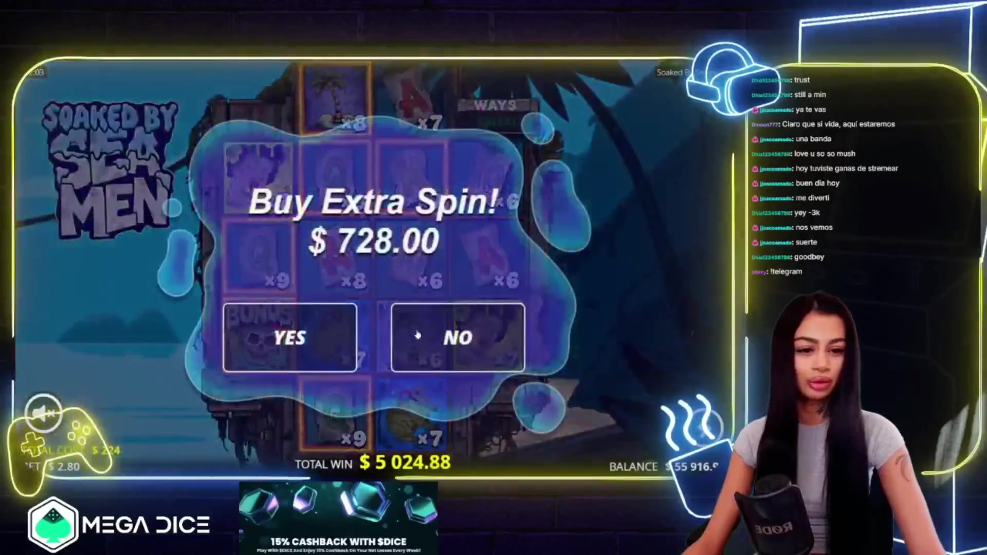 Soaked by Seamen: $1,450.40 win (6.47x)