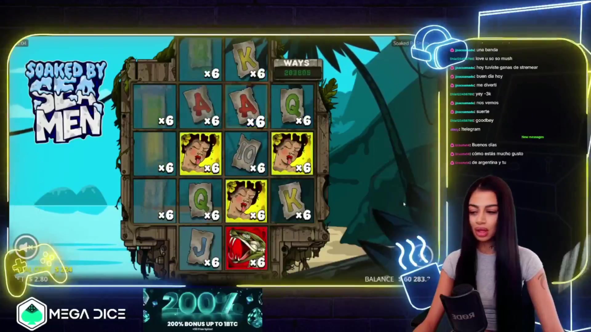 Soaked by Seamen: $2,159.64 win (9.64x)