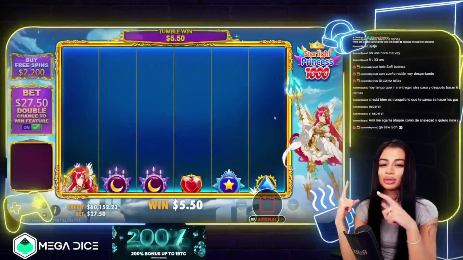 Starlight Princess 1000: $580.80 win (21.11x)