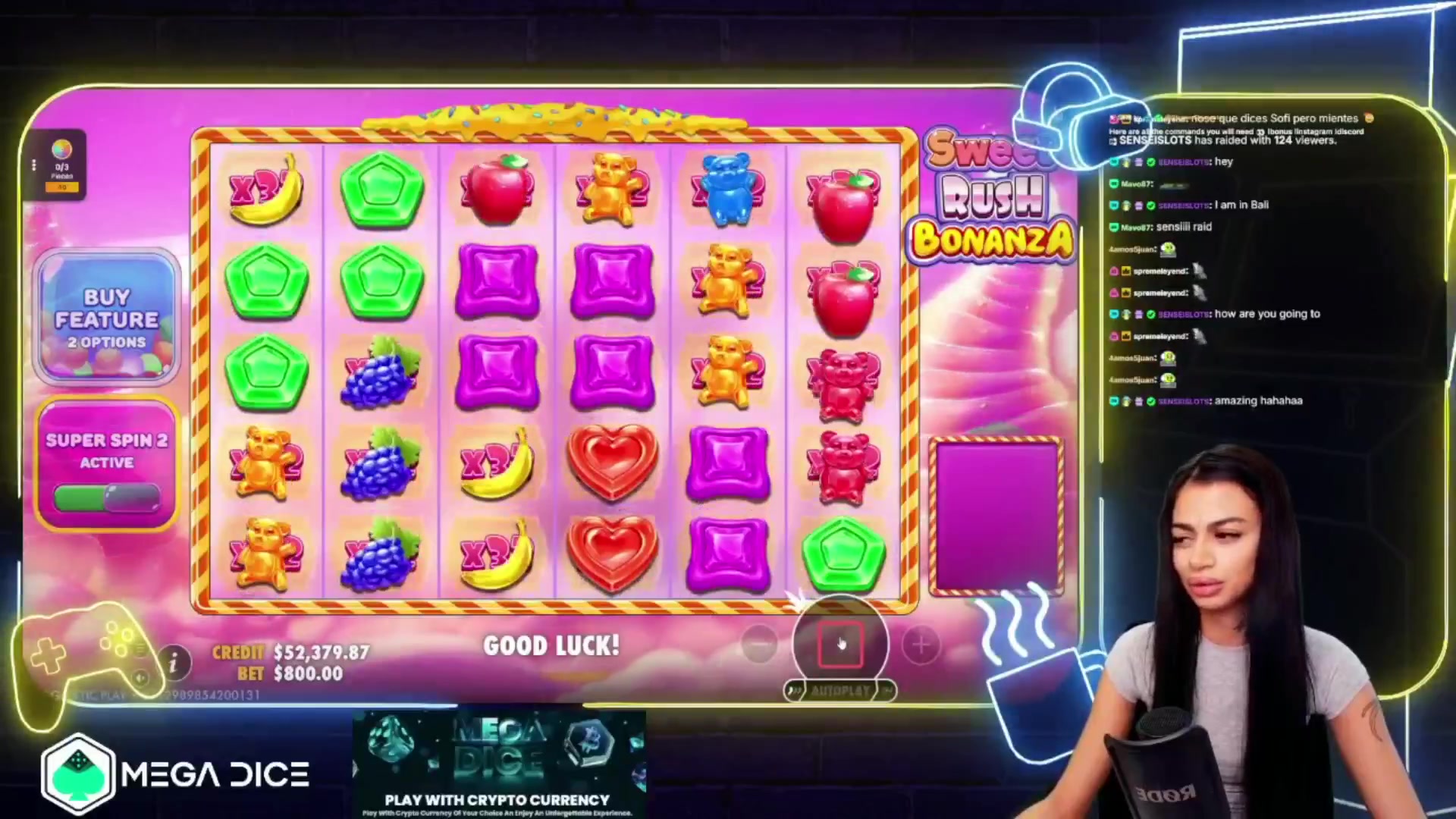Sweet Rush Bonanza: $10,004.48 win (12.5x)