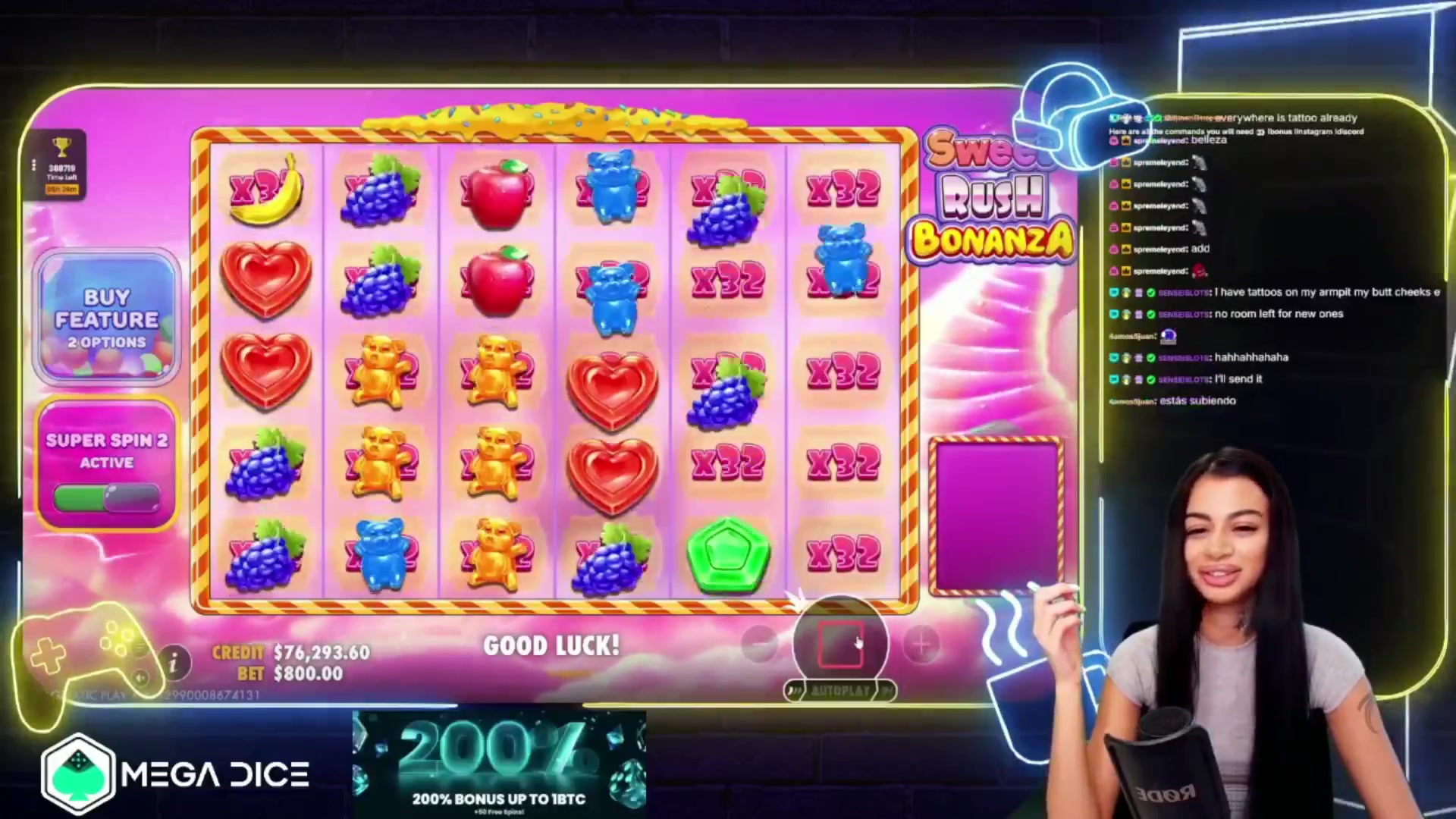 Sweet Rush Bonanza: $8,698.88 win (10.87x)