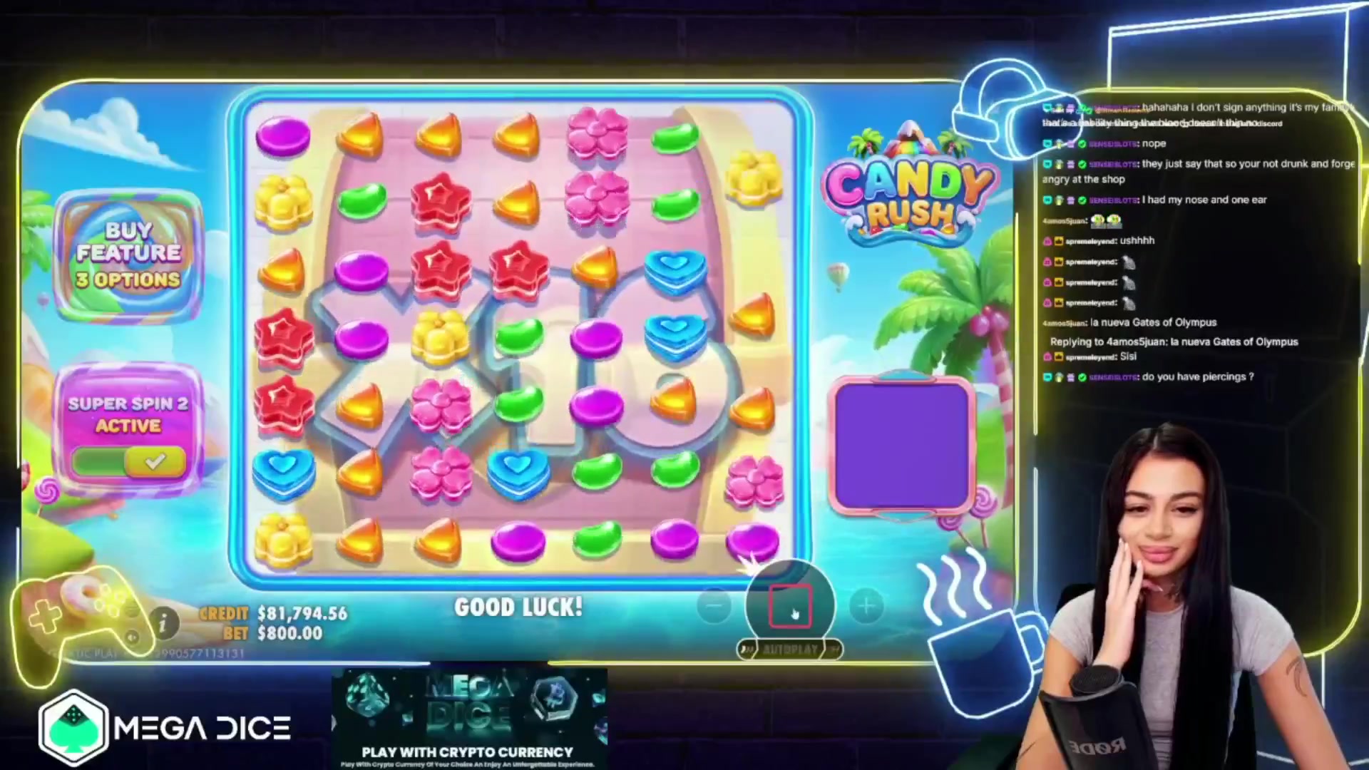 Candy Rush: $14,688.00 win (18.36x)