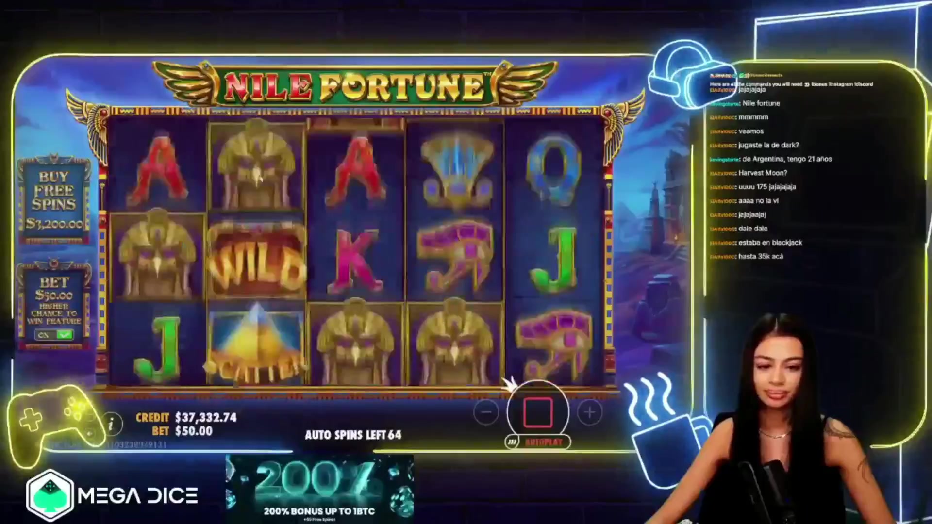 Nile Fortune: $1,860.00 win (37.18x)