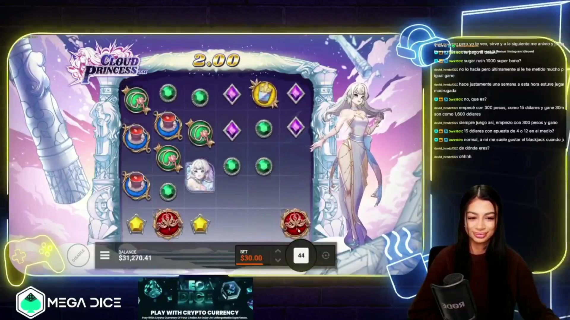 Cloud Princess: $2,136.00 win (71.19x)