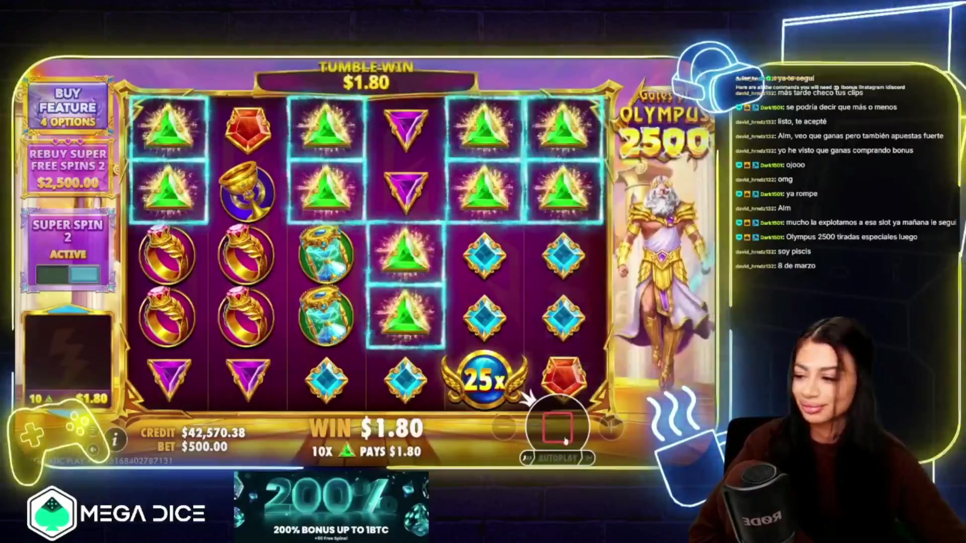 Gates of Olympus 2500: $2,800.00 win (5.6x)
