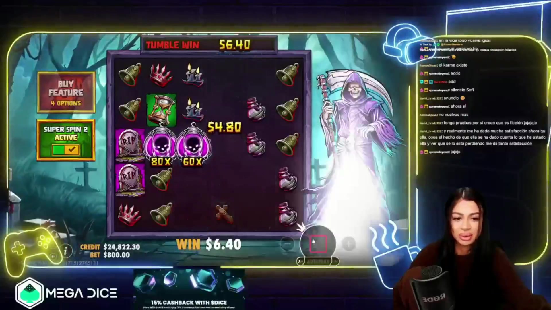 Death Dominion: $4,363.20 win (5.45x)