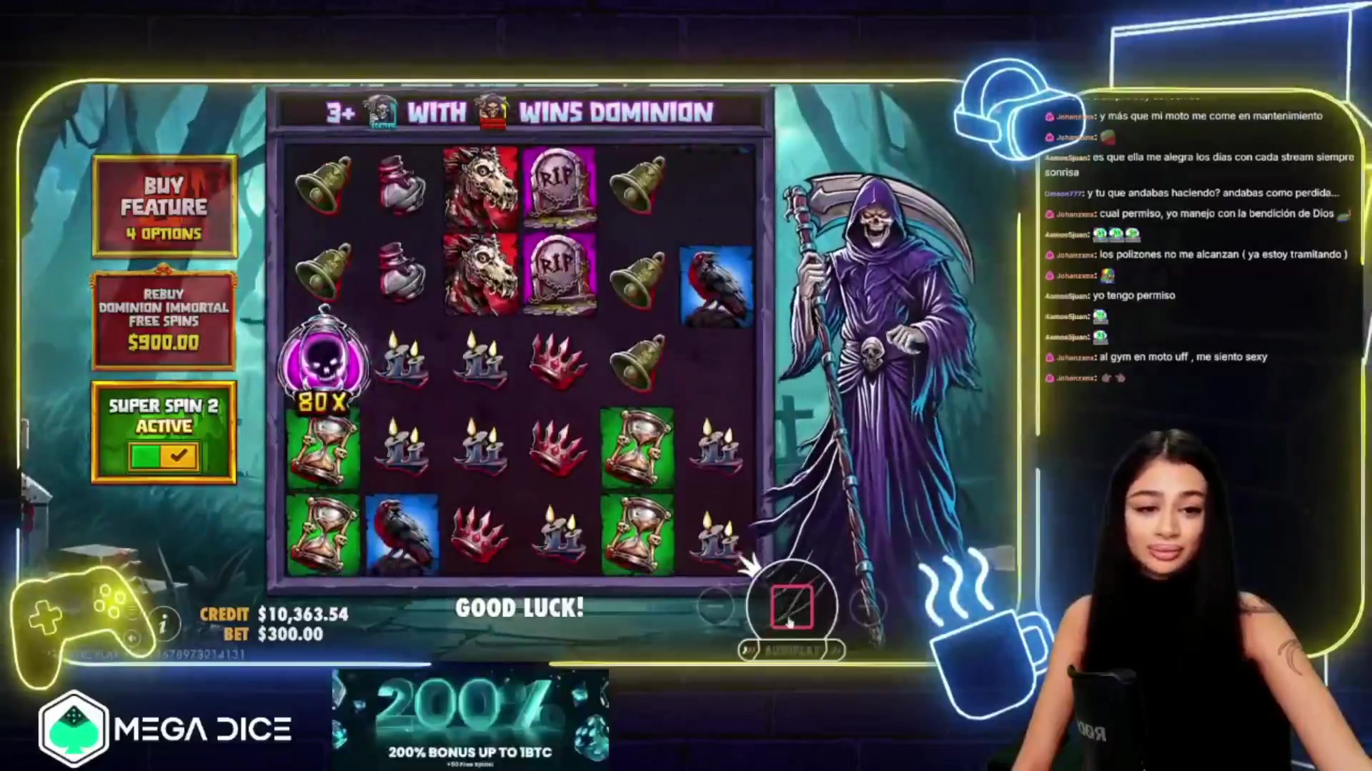Death Dominion: $1,743.00 win (5.81x)