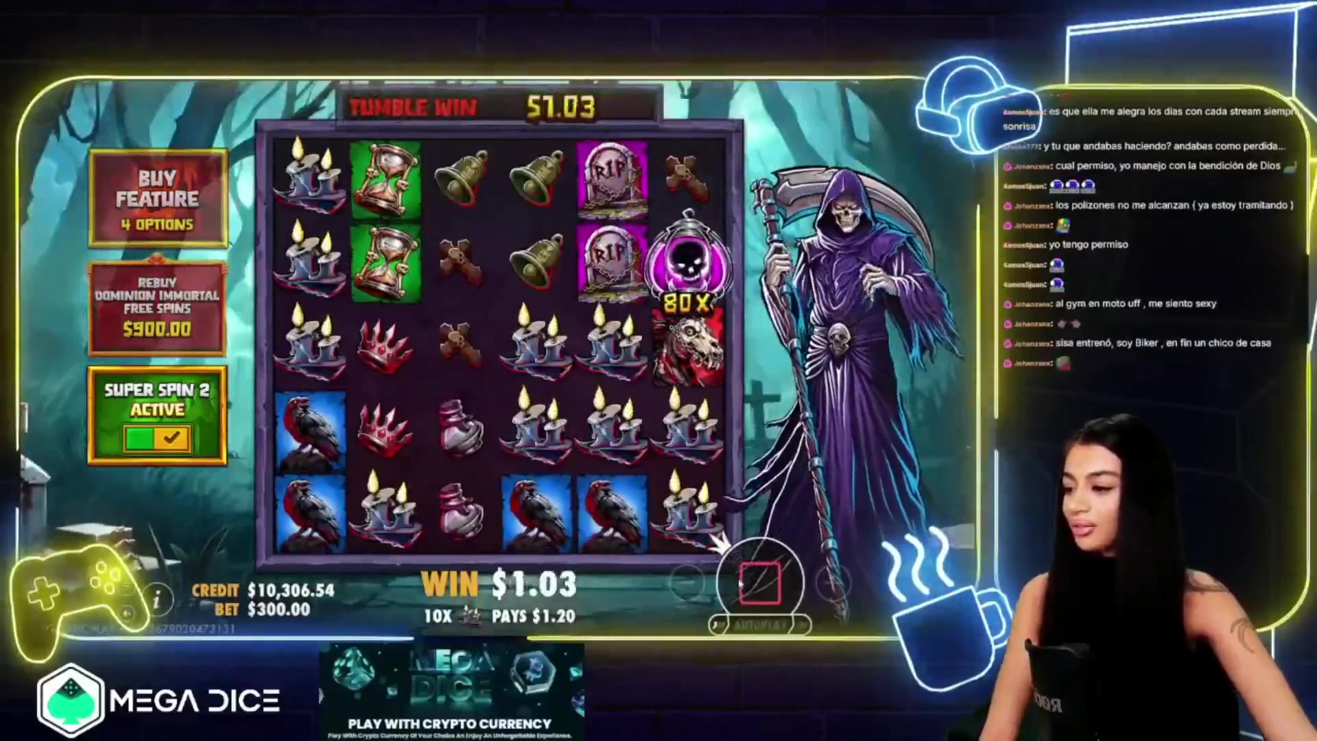Death Dominion: $1,708.80 win (5.7x)