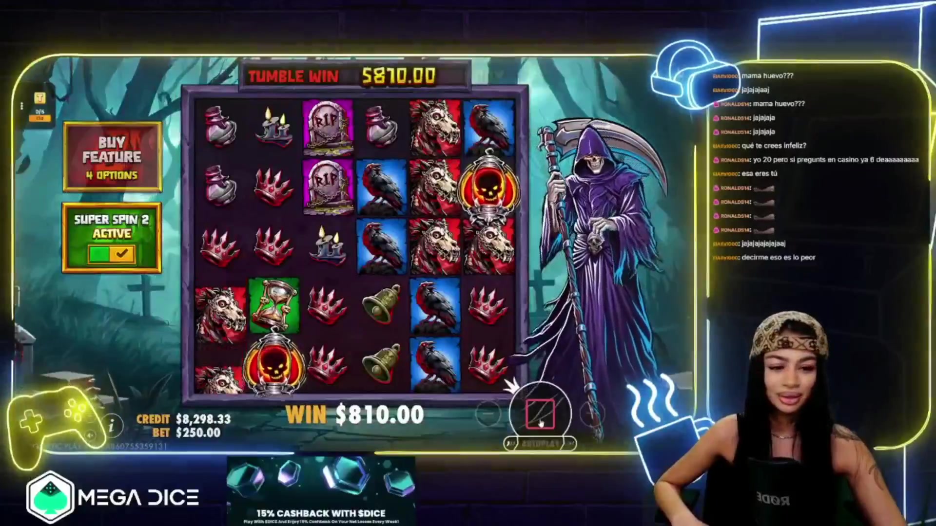 Death Dominion: $1,272.00 win (5.09x)