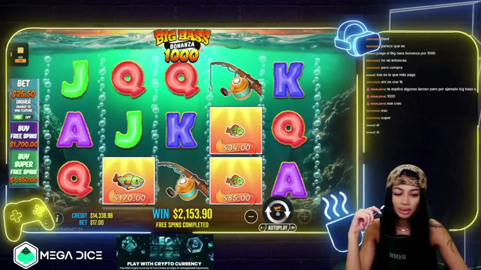 Big Bass Bonanza 1000: $9,174.30 win (6.8x)