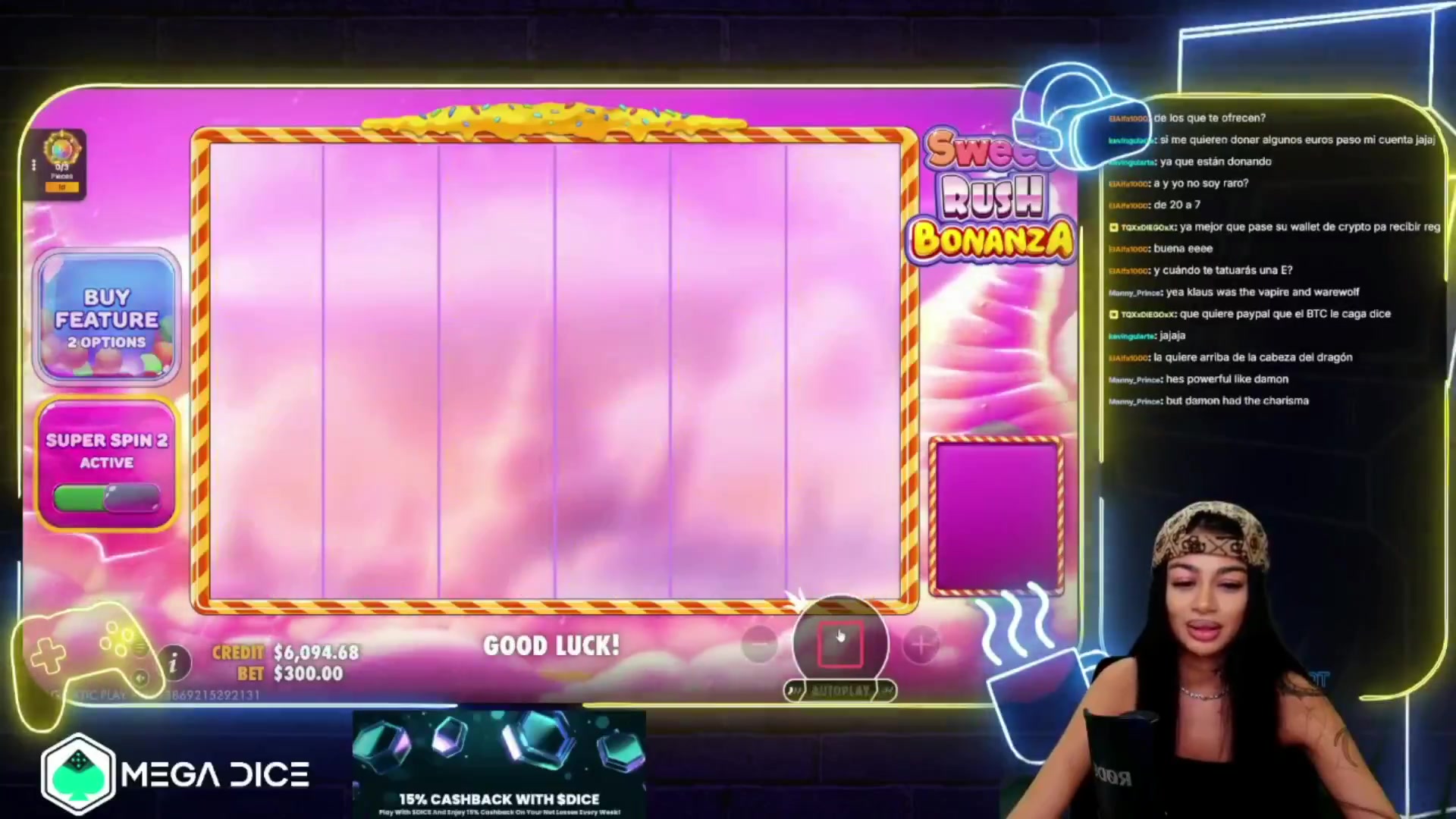 Sweet Rush Bonanza: $3,135.36 win (10.45x)
