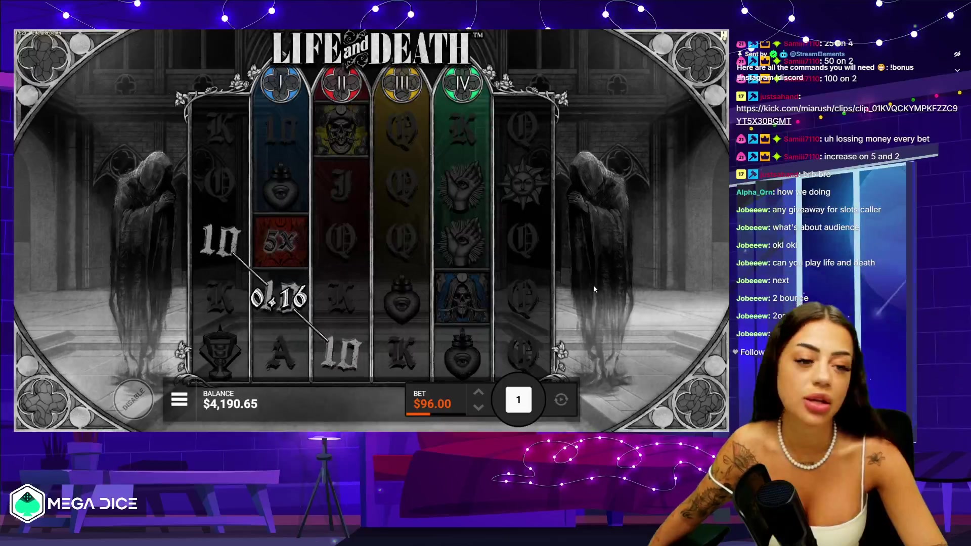 Life and Death: $12,080.00 win (125.86x)