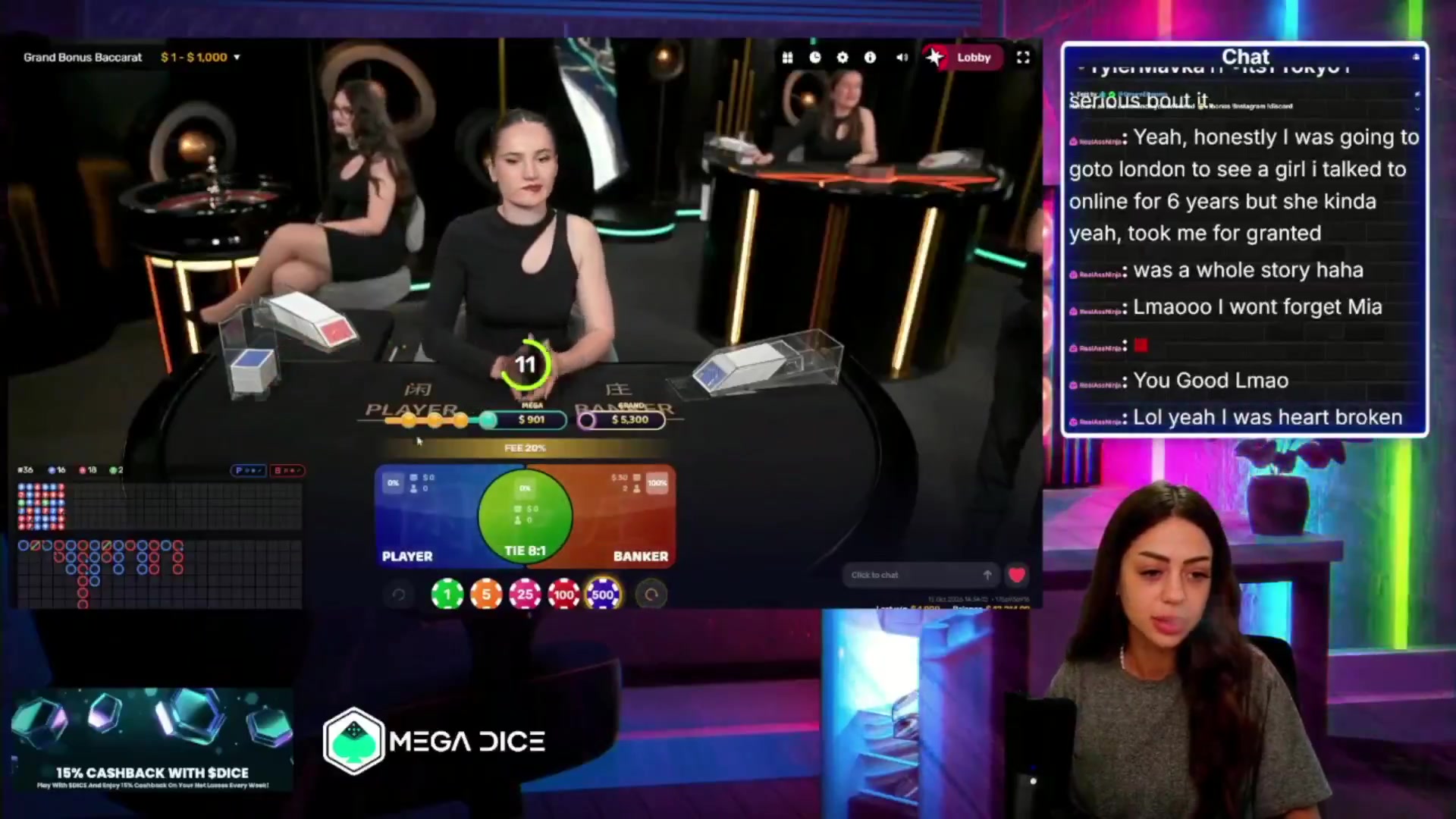 Grand Bonus Baccarat: $6,450.00 win (10.75x)