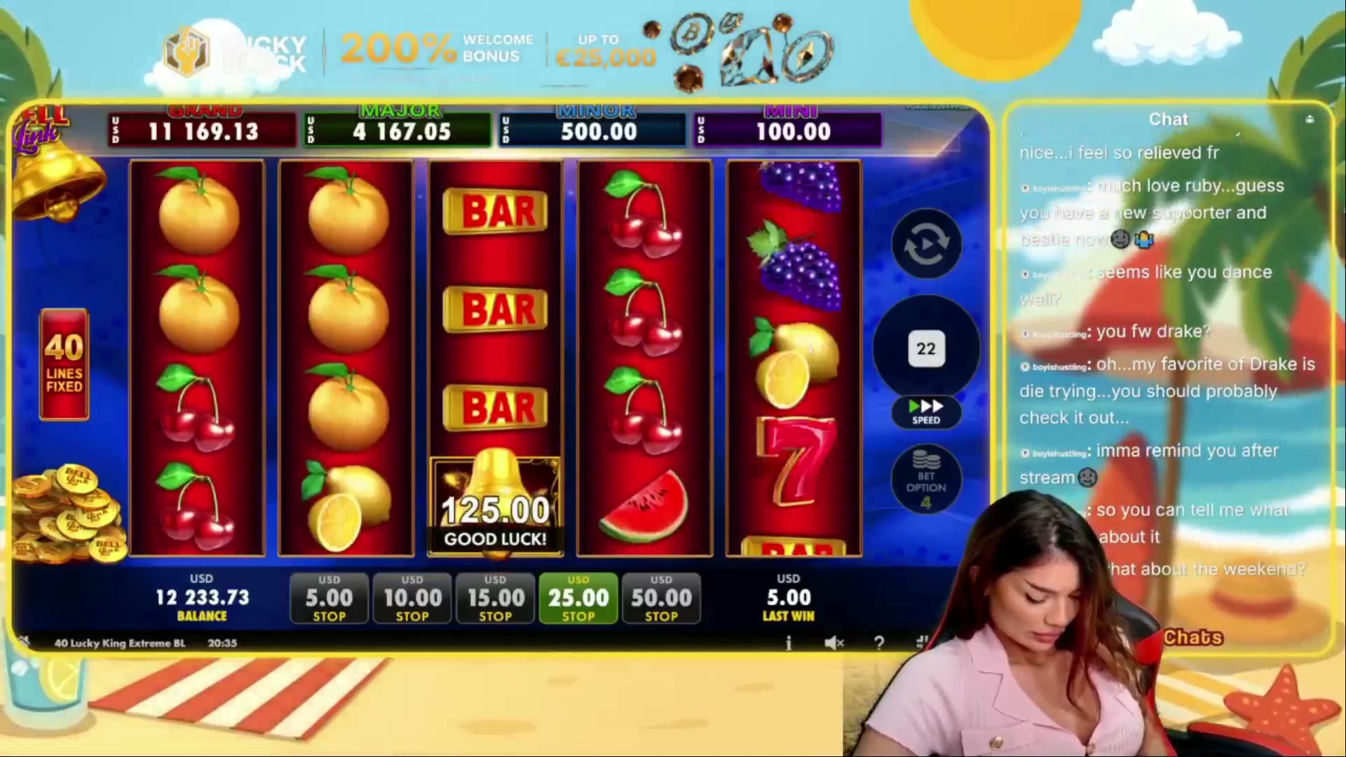 40 Lucky King Extreme: $2,700.00 win (107.99x)