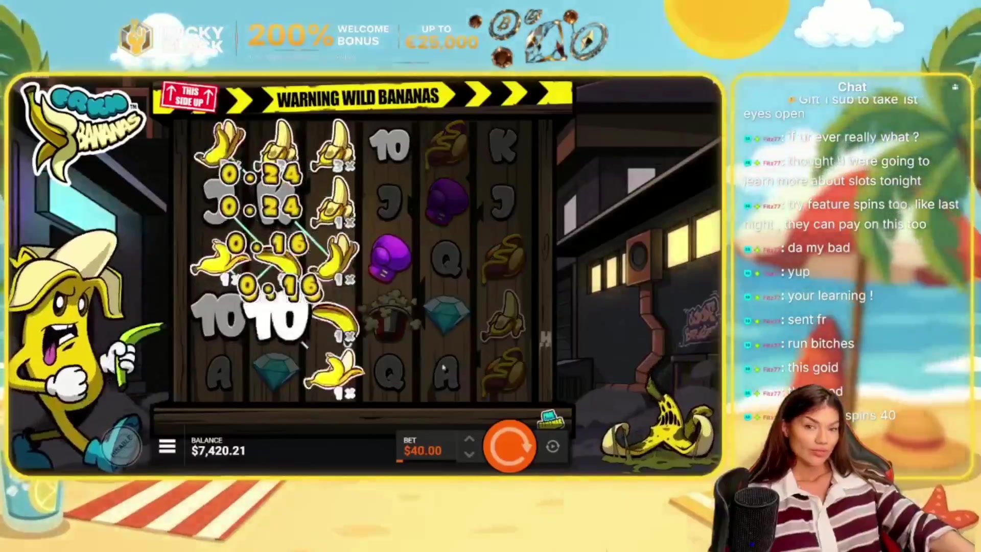 FRKN Bananas: $2,529.12 win (63.21x)