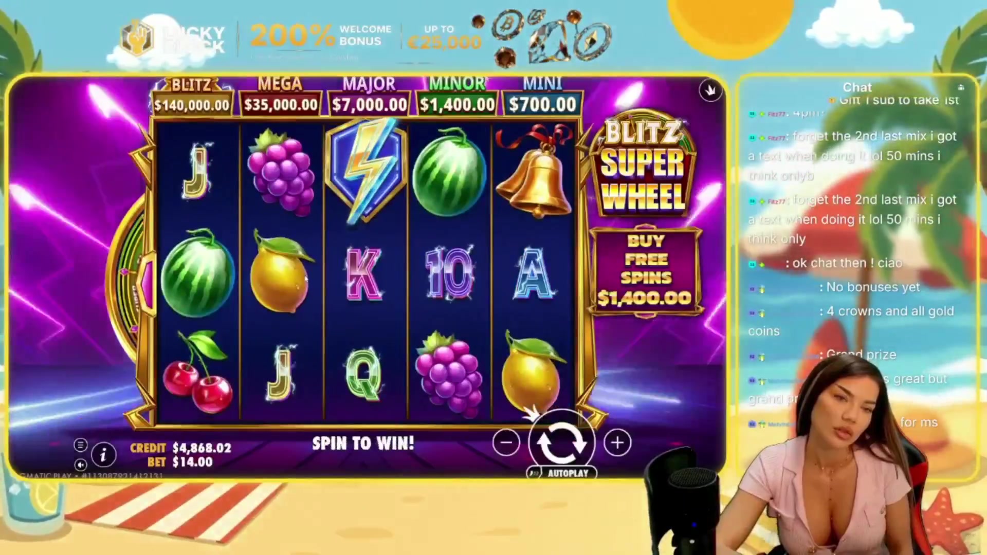 Blitz Super Wheel: $1,349.60 win (96.4x)