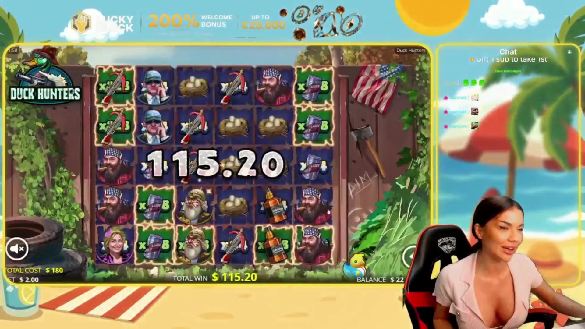 Duck Hunters: $3,072.00 win (17.07x)