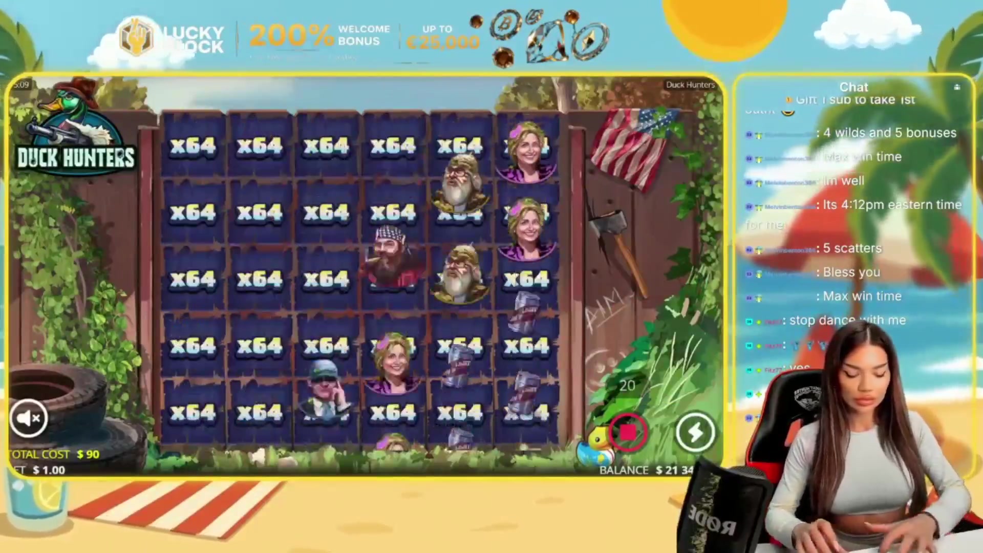 Duck Hunters: $2,486.00 win (27.62x)