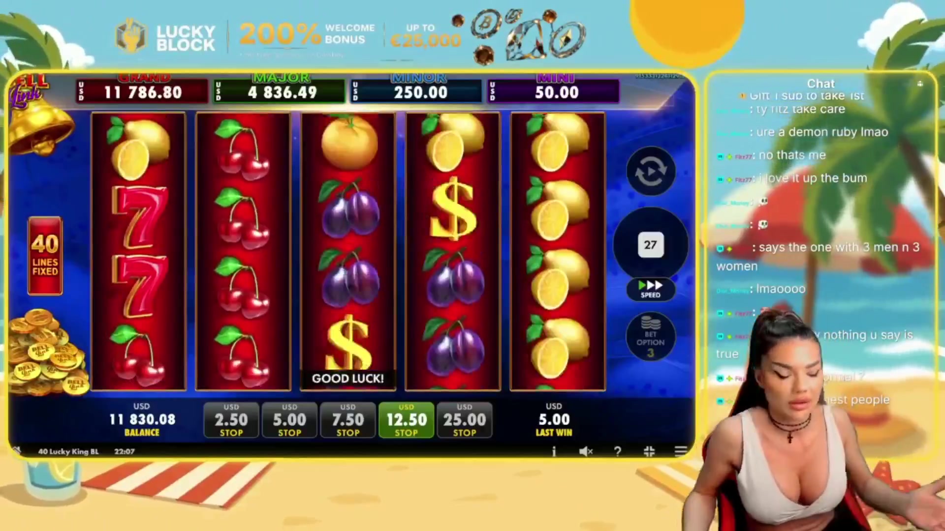 40 Lucky King Bell Link: $525.00 win (42.02x)