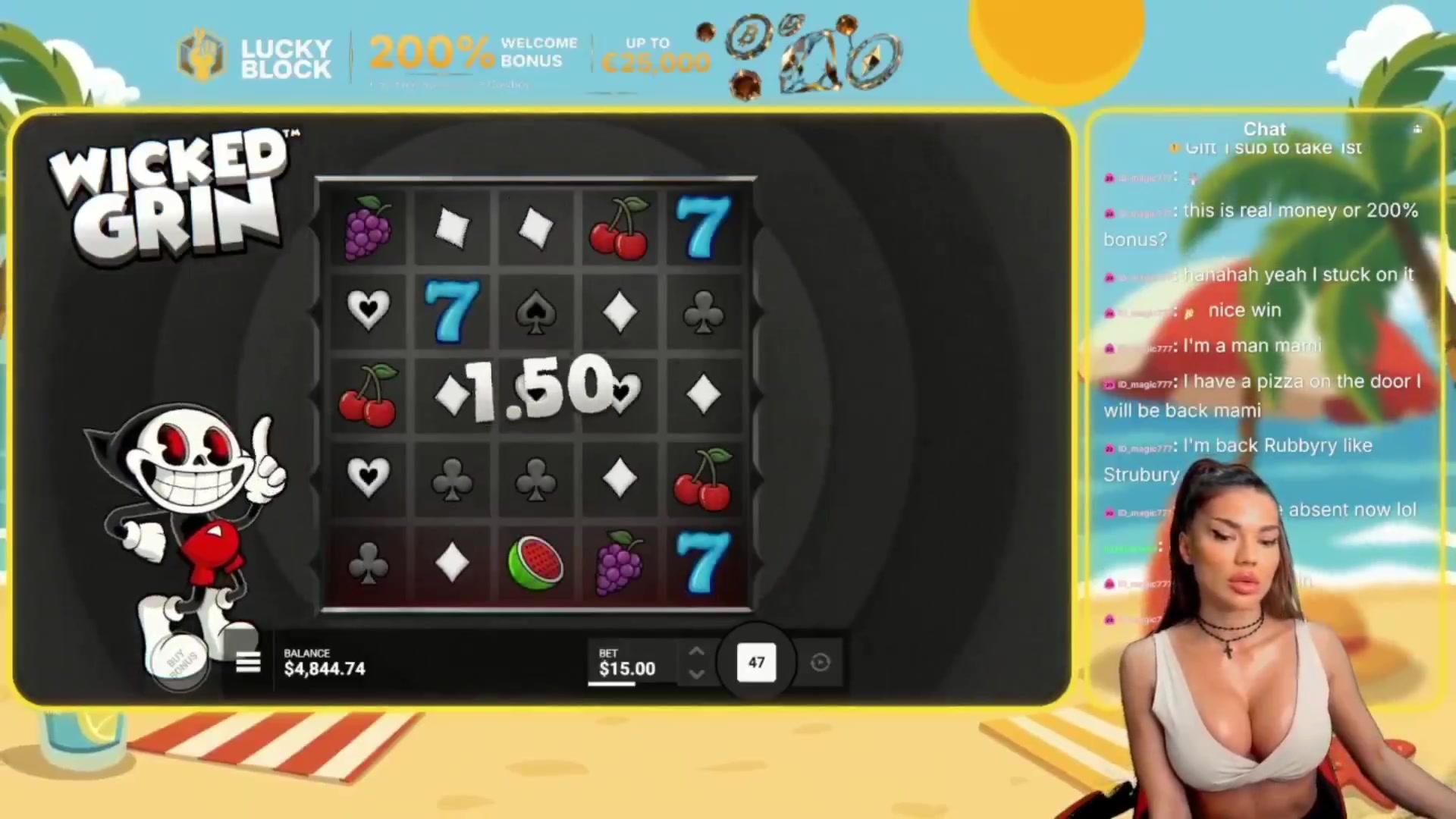 Wicked Grin: $1,894.50 win (126.31x)