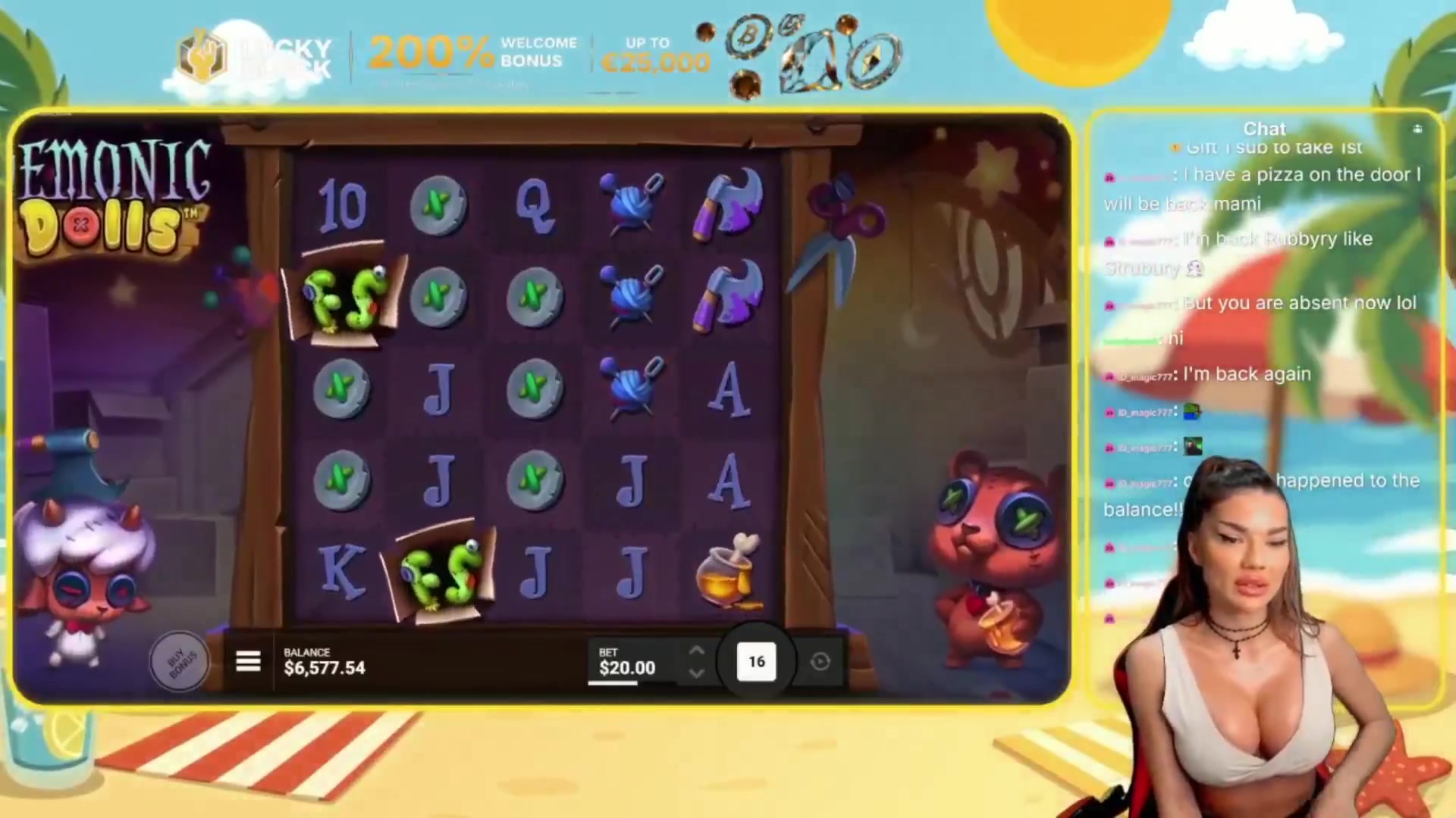 Demonic Dolls: $1,644.00 win (82.21x)