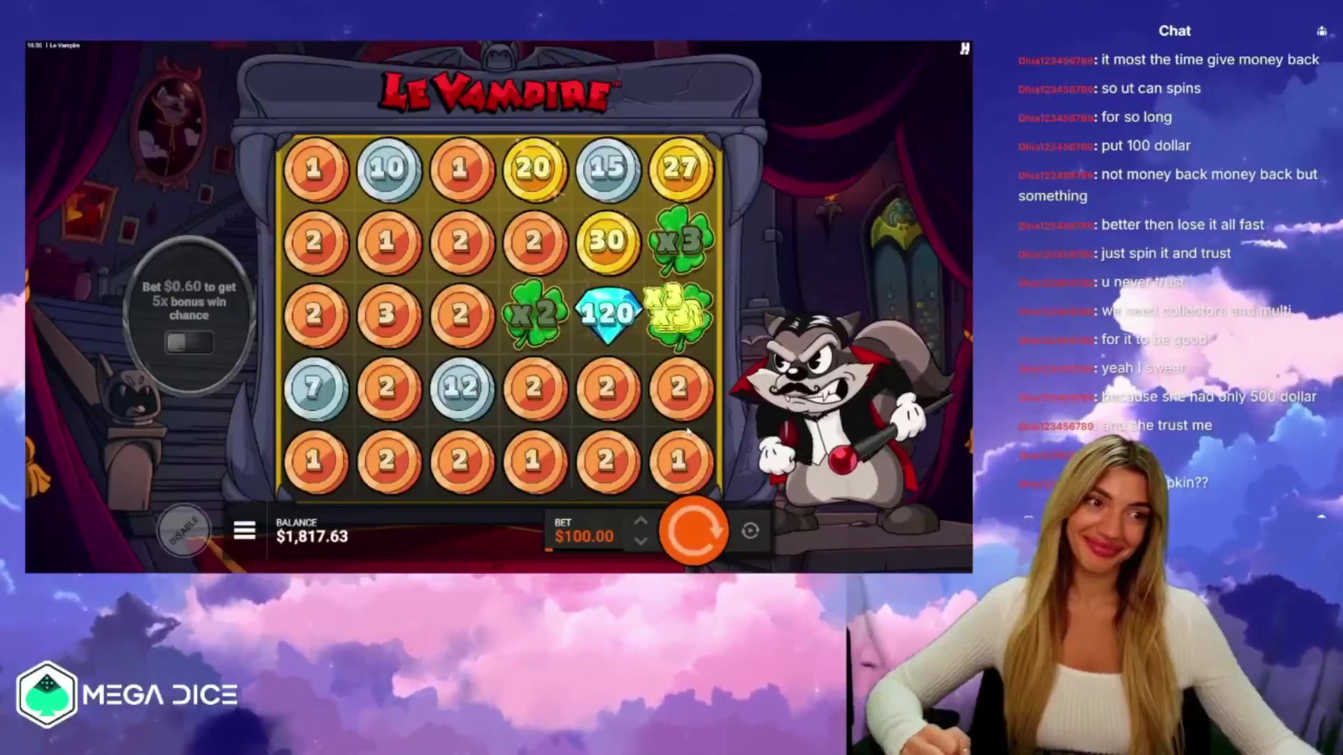 Le Vampire: $3,000.00 win (30x)