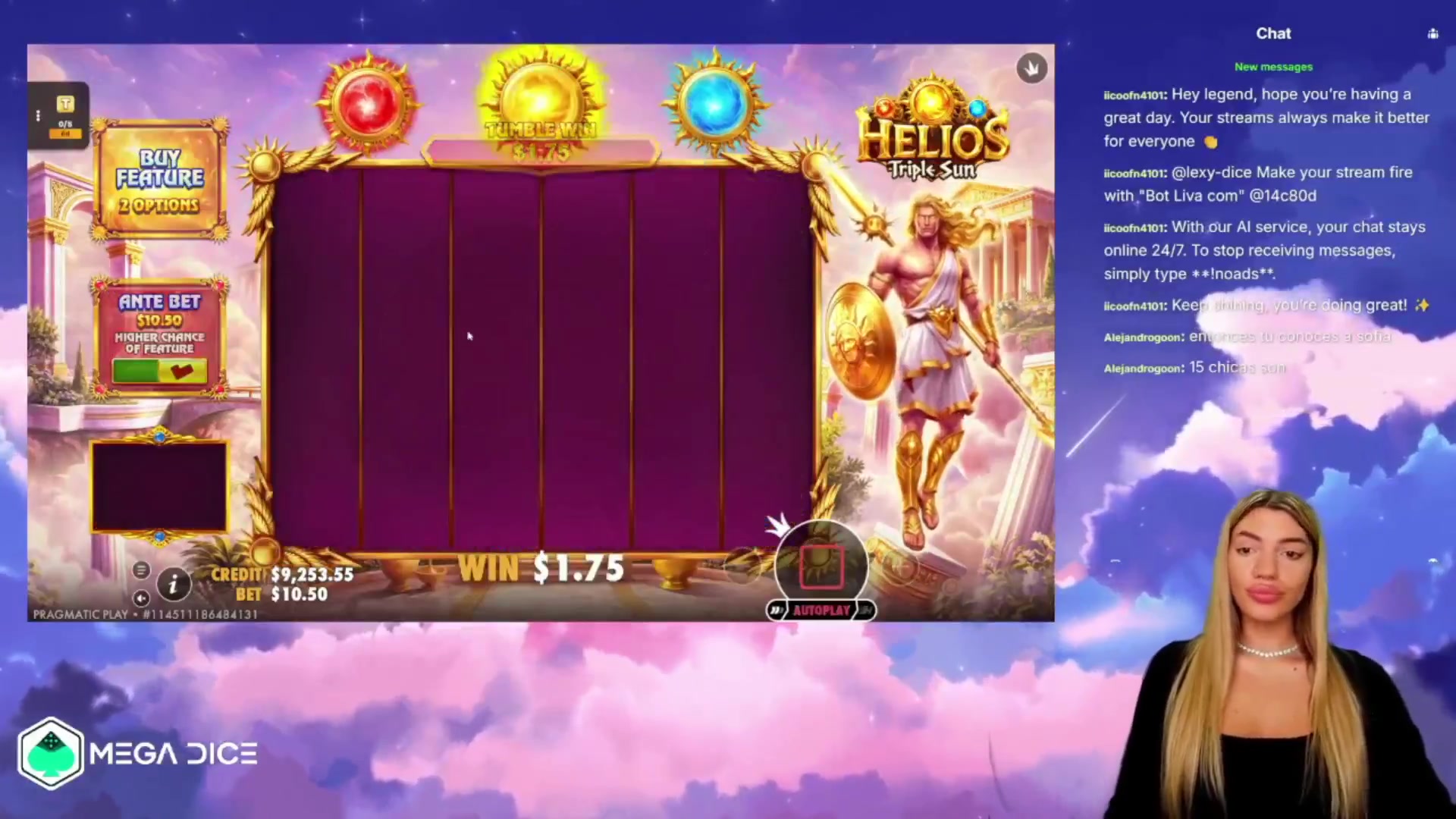 Helios Triple Sun: $680.75 win (64.84x)