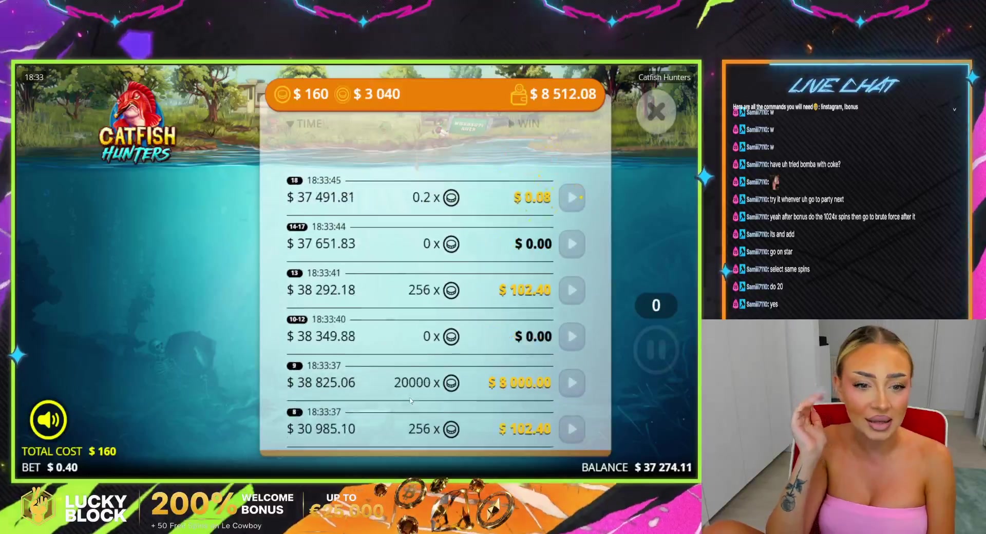 Catfish Hunters: $8,000.00 win (49.97x)