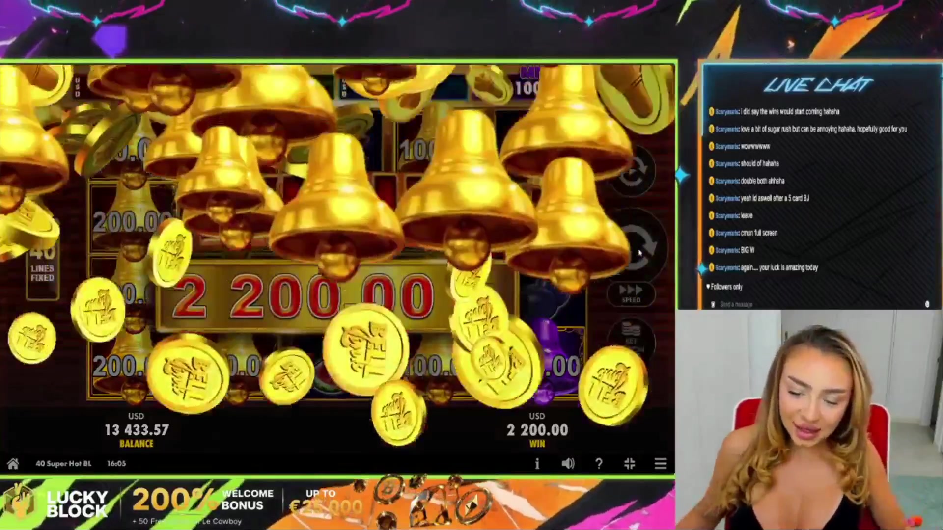 40 Super Hot Bell Link: $2,100.00 win (42x)