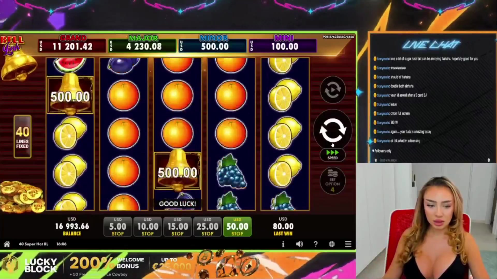 40 Super Hot Bell Link: $2,400.00 win (48x)