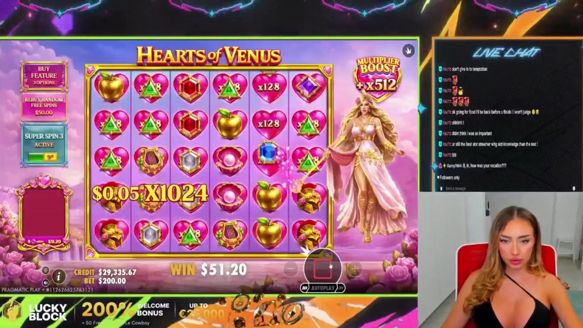 Hearts of Venus: $5,000.00 win (25x)