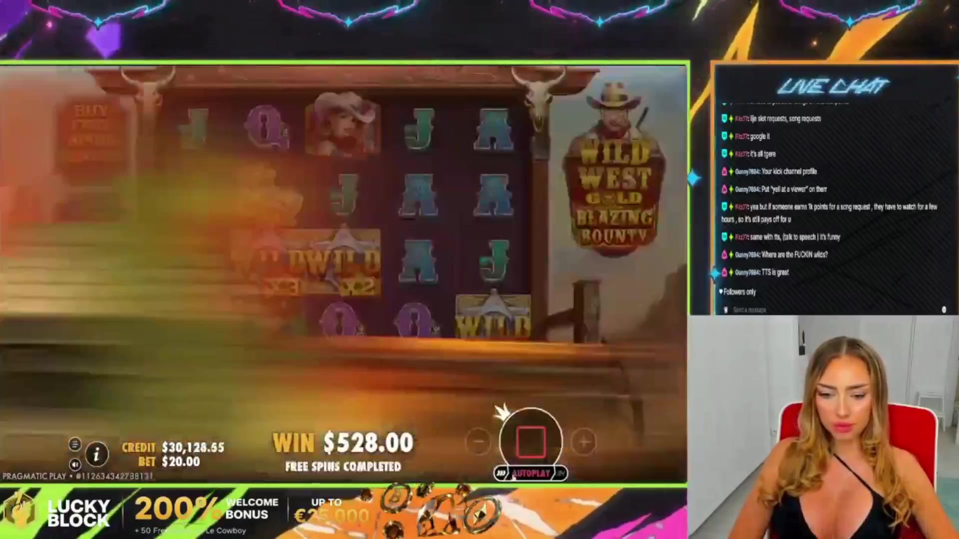 Wild West Gold Blazing Bounty: $1,575.50 win (78.76x)