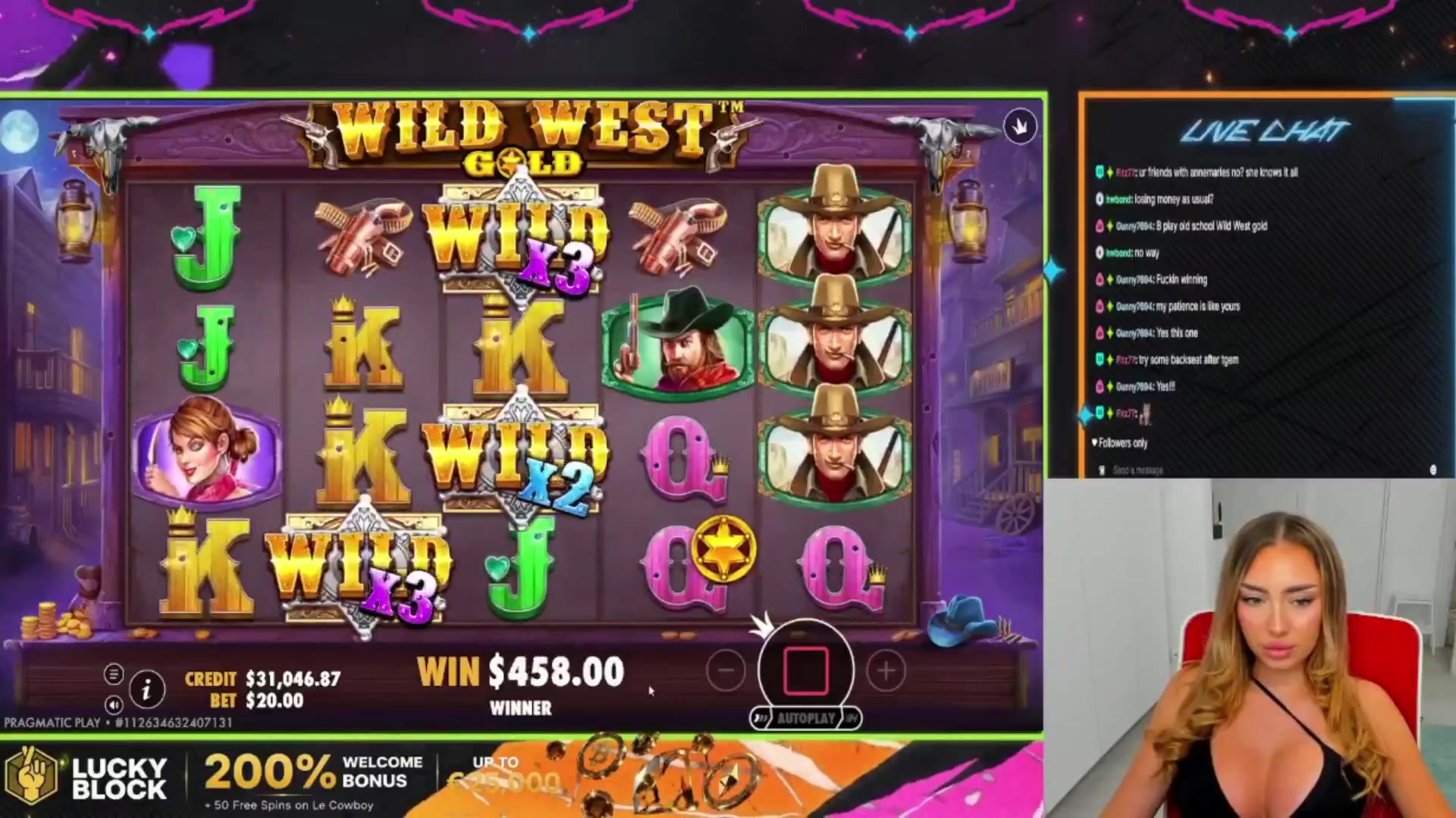Wild West Gold: $1,635.00 win (81.82x)
