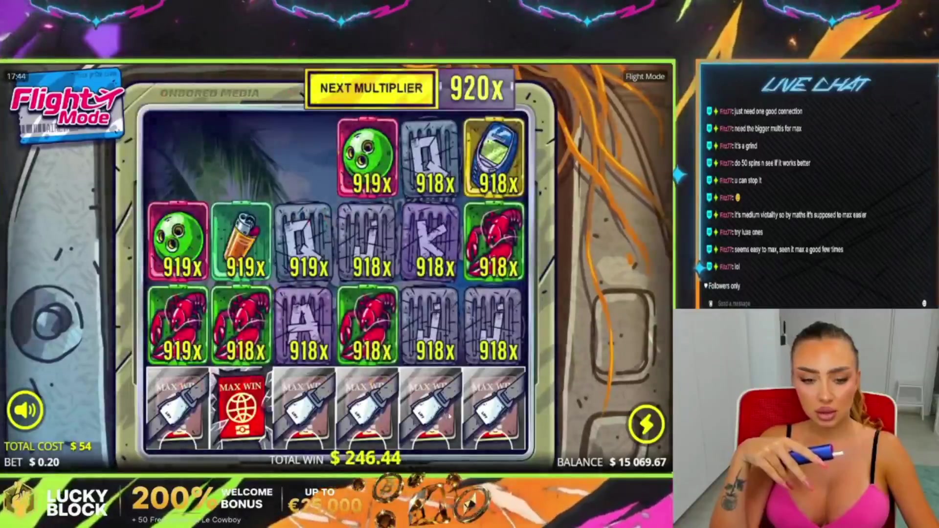 Flight Mode: $1,010.20 win (18.71x)