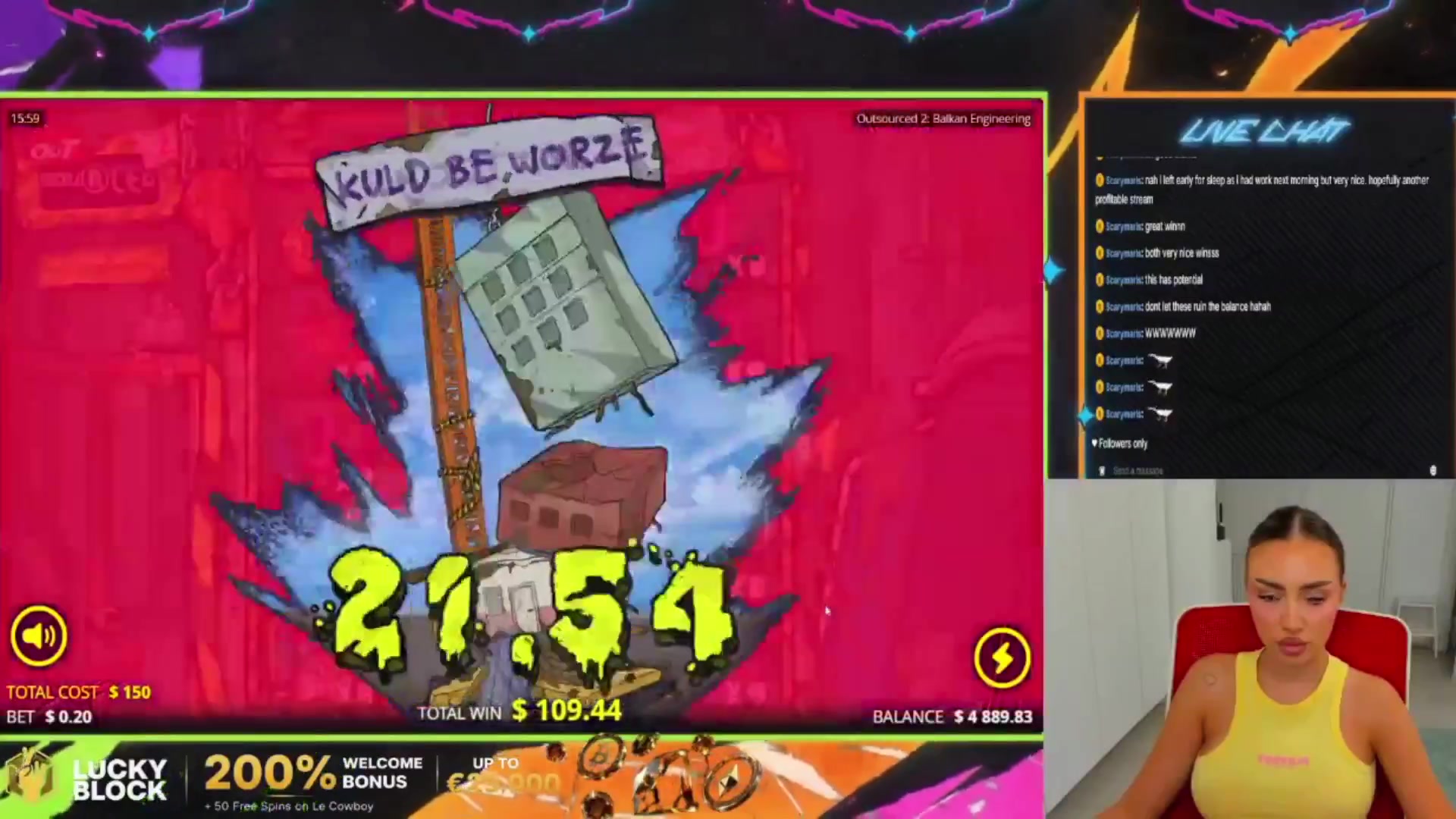 Outsourced 2 - Balkan Engineering: $2,222.20 win (14.81x)