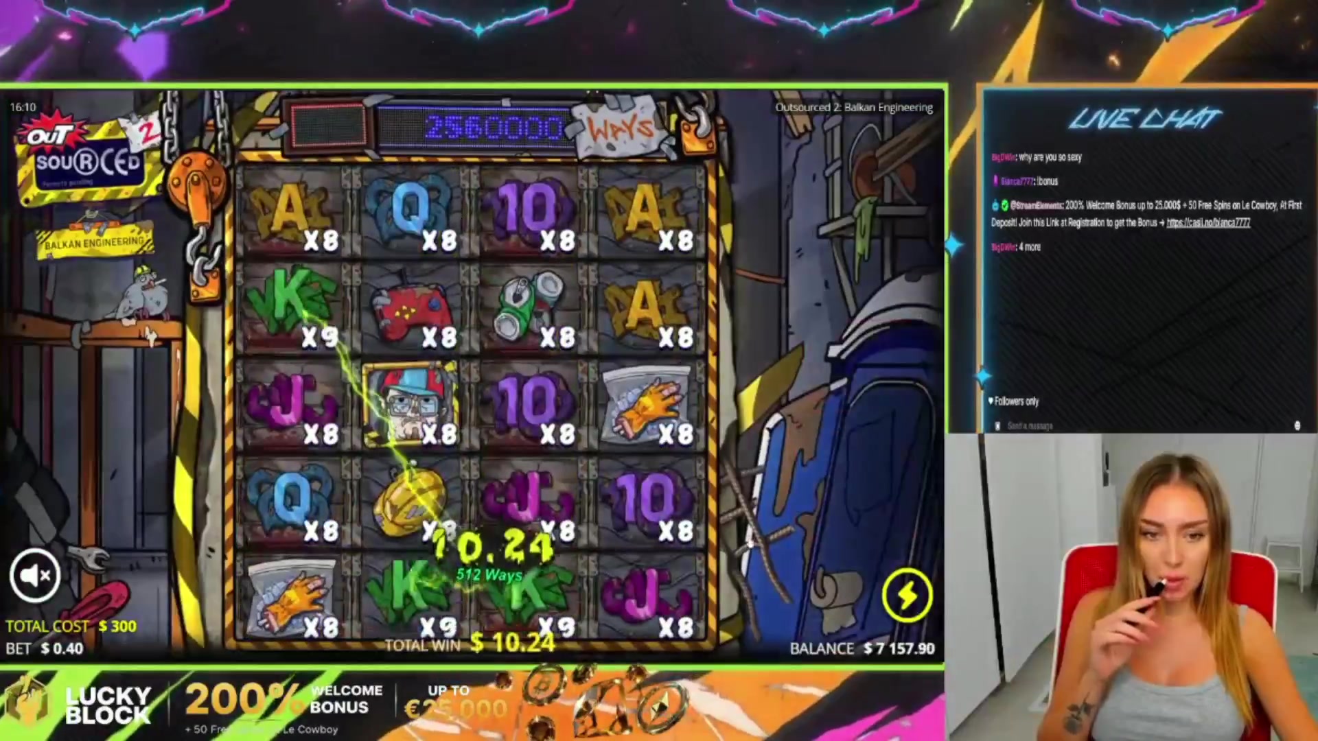 Outsourced 2 - Balkan Engineering: $1,804.96 win (6.02x)