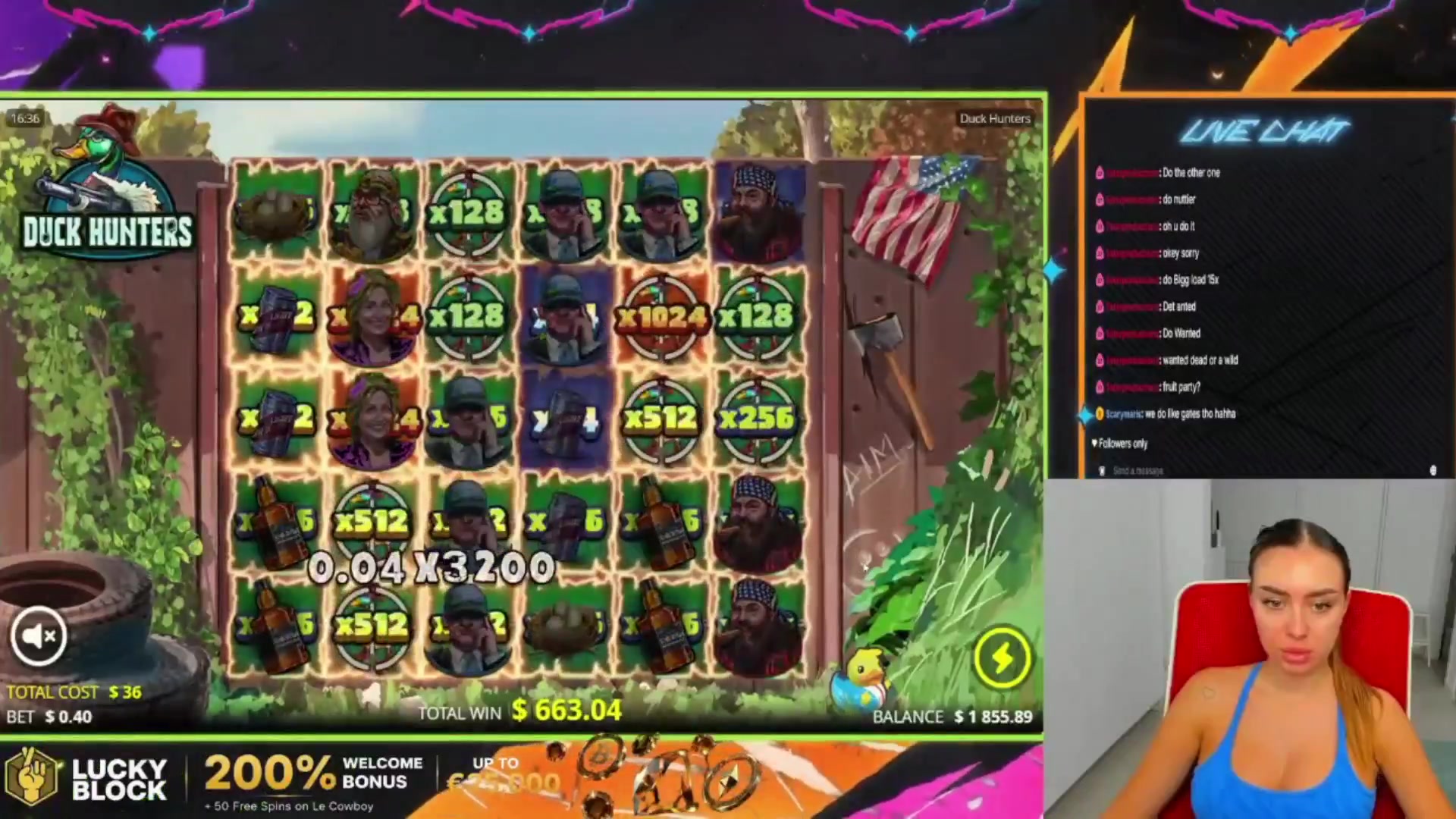 Duck Hunters: $8,569.60 win (238.05x)
