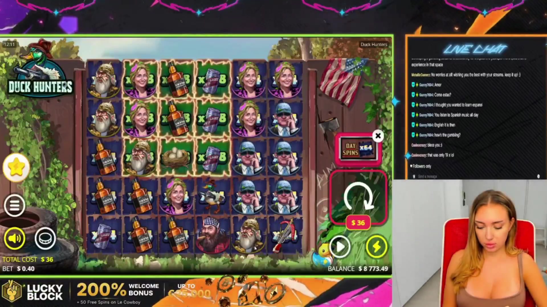 Duck Hunters: $677.76 win (18.83x)