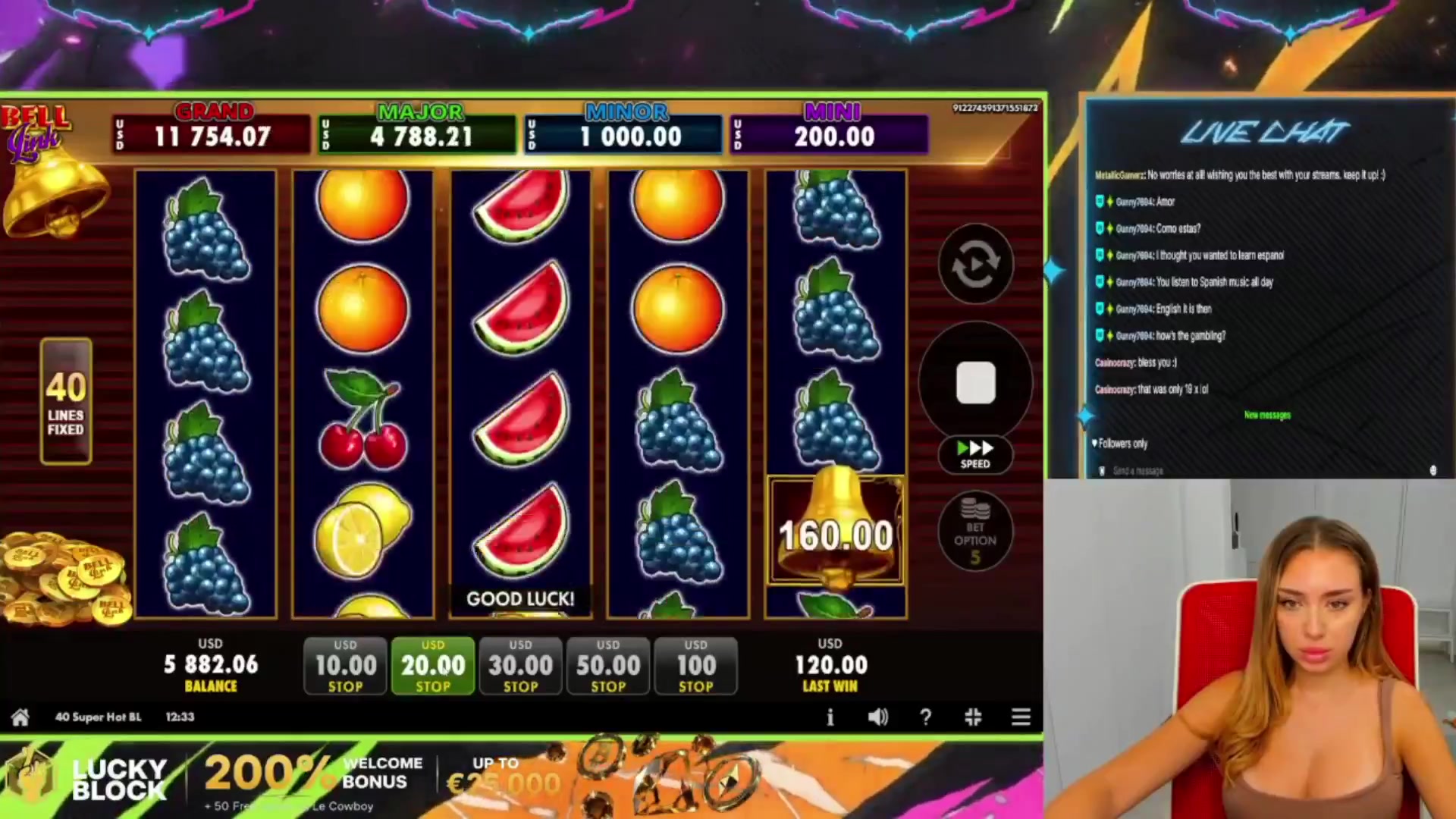 40 Super Hot Bell Link: $1,720.00 win (86.01x)
