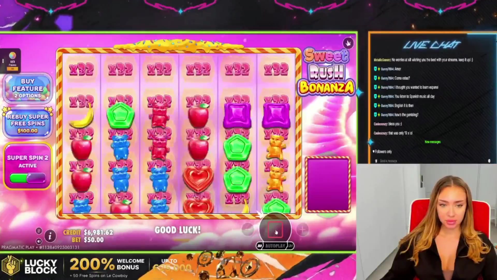 Sweet Rush Bonanza: $2,000.00 win (20x)