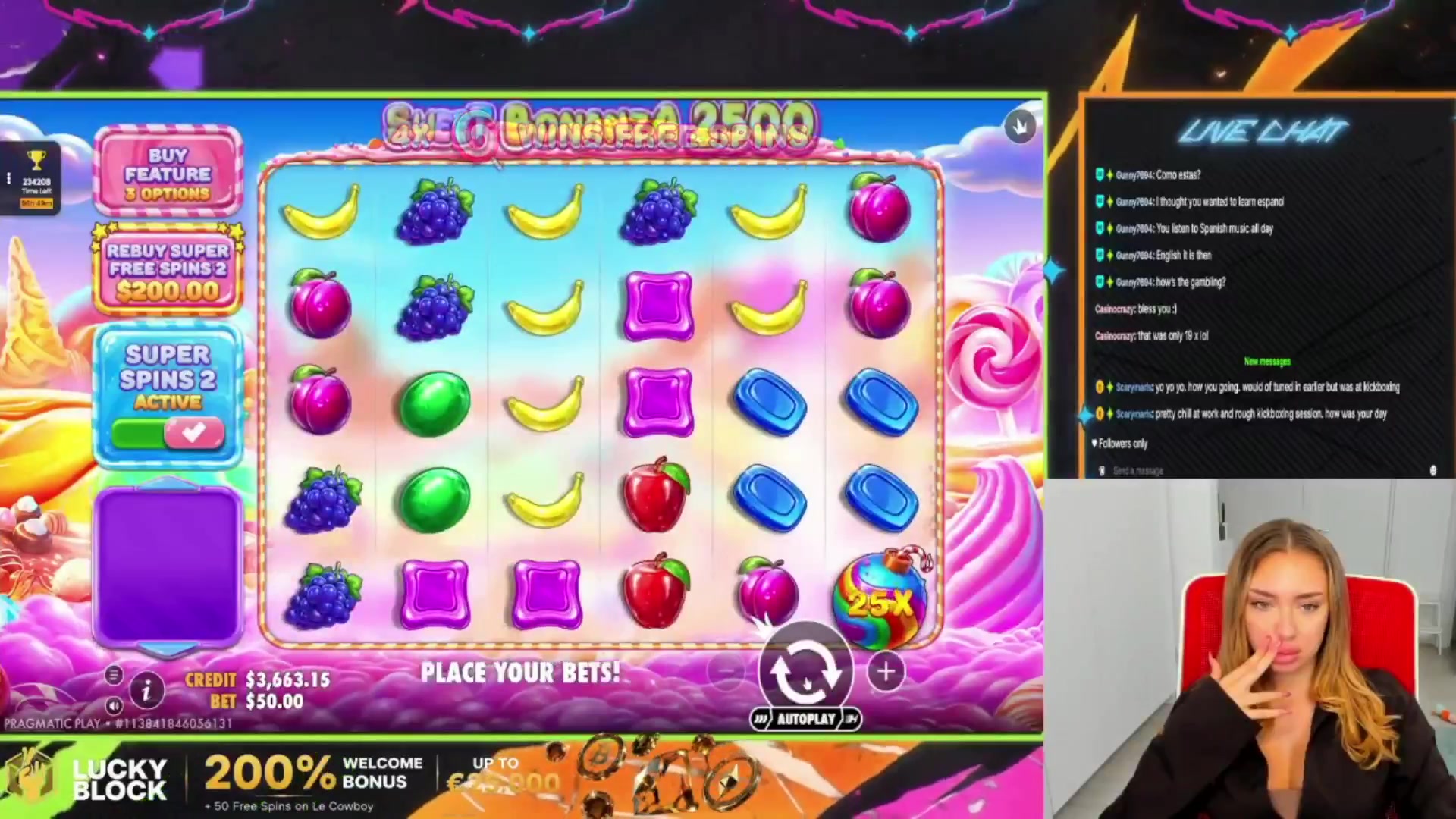 Sweet Bonanza 2500: $809.75 win (16.19x)