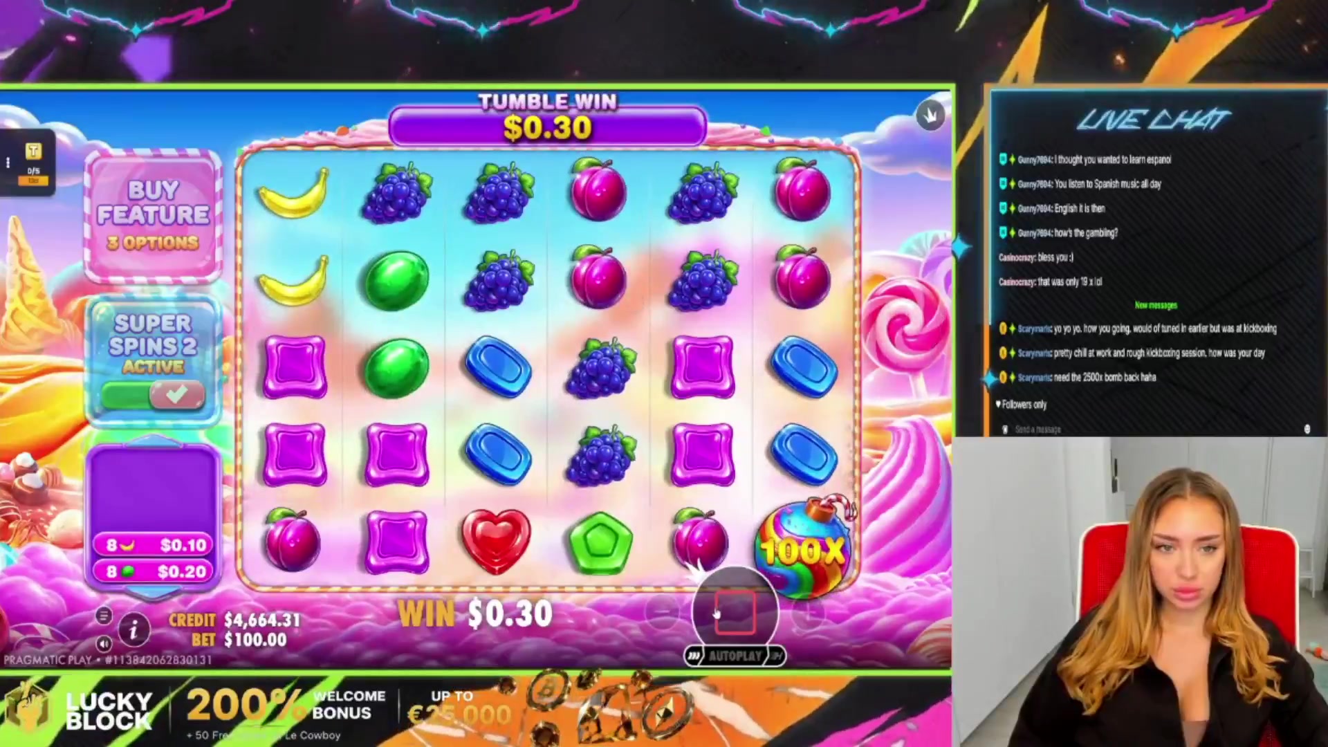 Sweet Bonanza 2500: $563.50 win (5.63x)