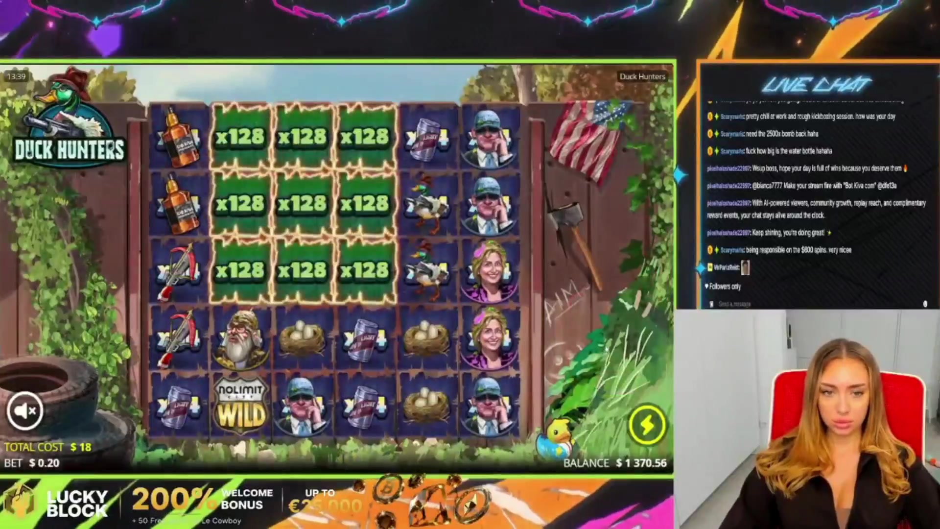 Duck Hunters: $2,143.16 win (119.1x)